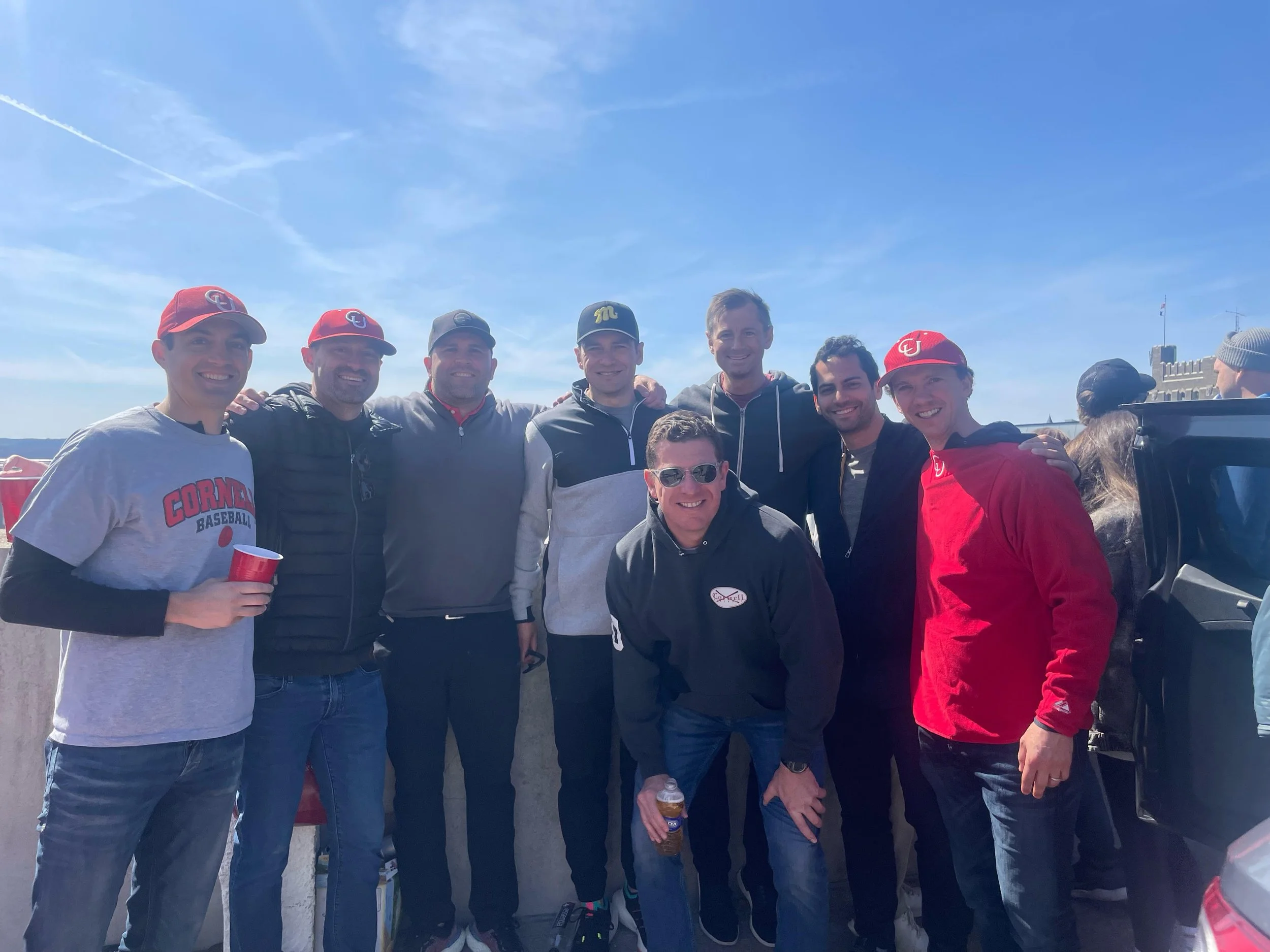 L-R: Michael Hudson '06, Dan Parant '04, Ryan Michael '10, Rocky Collis '06, Conor Kelly '05, Brian Kaufman '08, Seth Gordon '06, 
Front: Dave Sharfstein '03