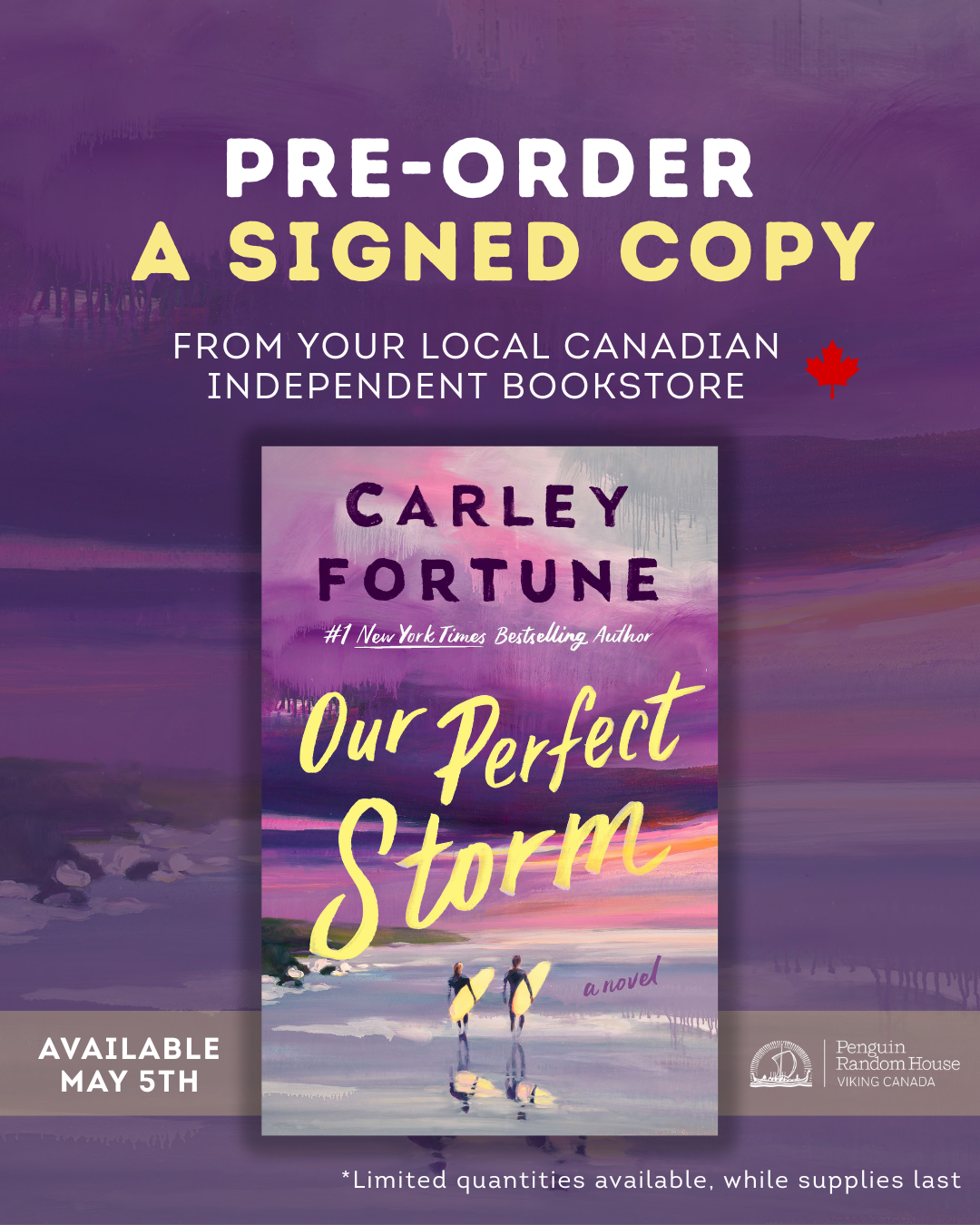 Canadian indie bookstores offering signed preorders of Our Perfect Storm