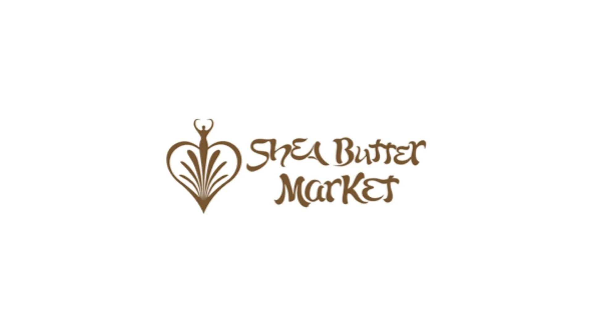 Logo for Shea Butter Market featuring a stylized shea butter tree with brown text on a white background.