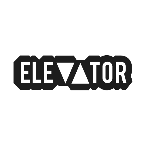 Logo with the word 'Elevator' and a stylized elevator triangle in the center.