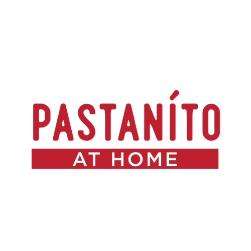 Logo of Pastanito at Home with red text on a black background.