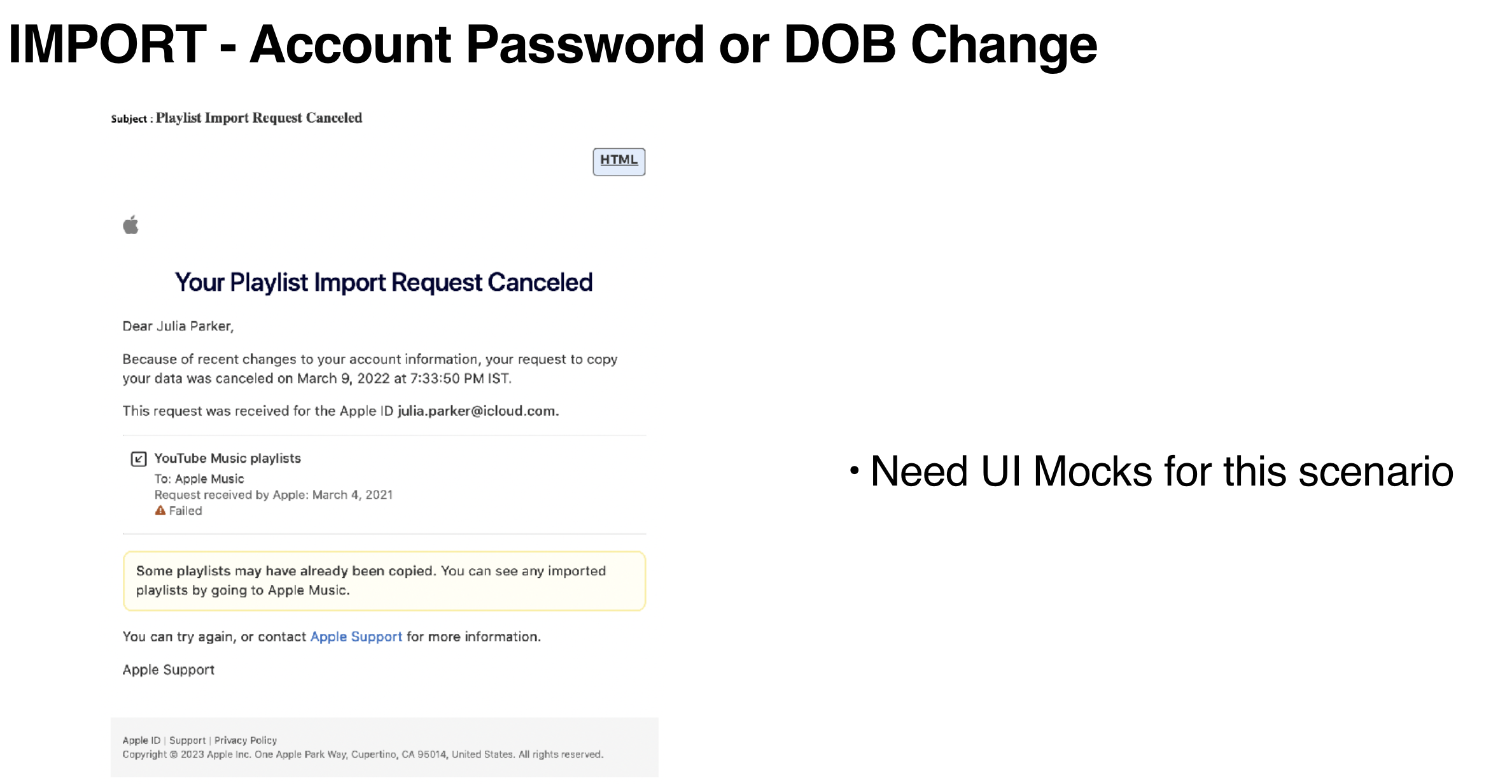 Accounts and Identity Email copy