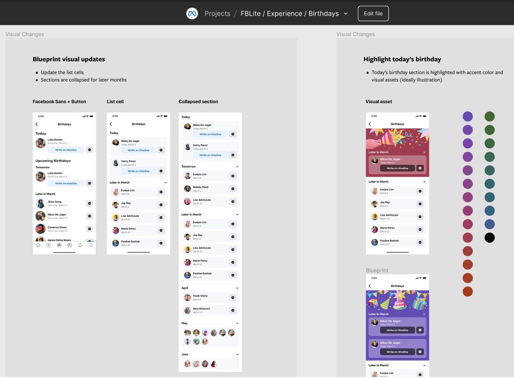 Birthday feature content and UI