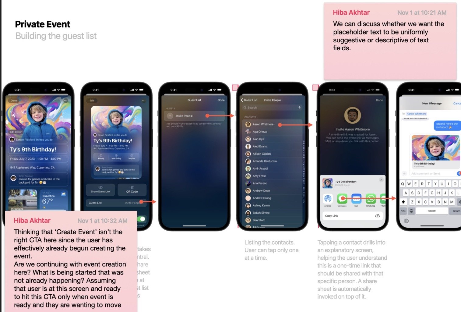 iCloud Events: Microcopy, UI feedback