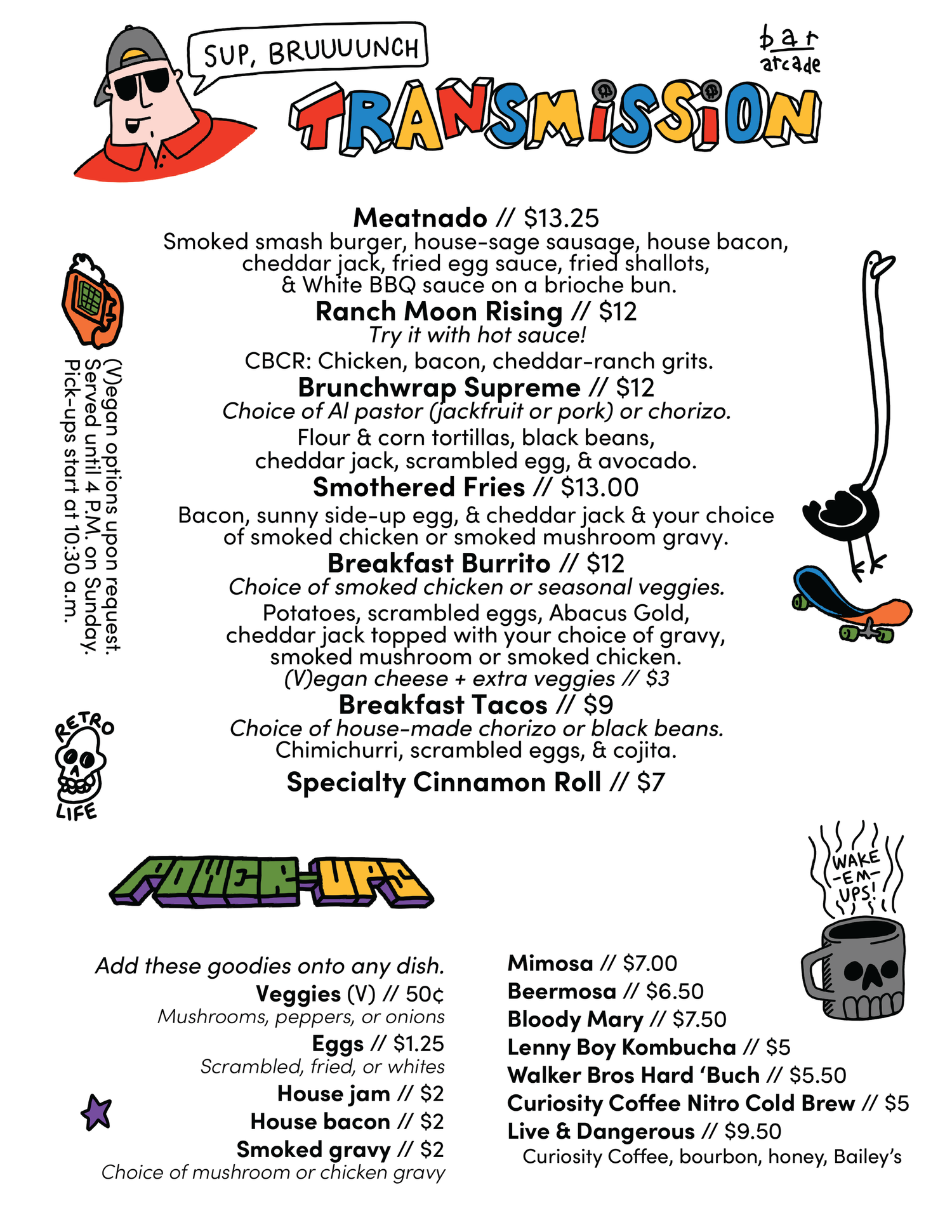 Brunch Menu — Transmission Arcade