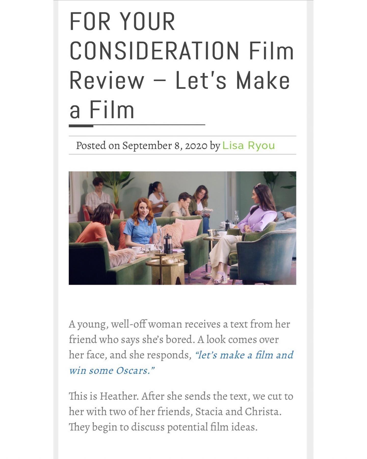 Thank you @picturethispost and Lisa Ryou for the thoughtful review! Check it out. Link in bio and for fb it&rsquo;s https://linktr.ee/Fycfilm 💝