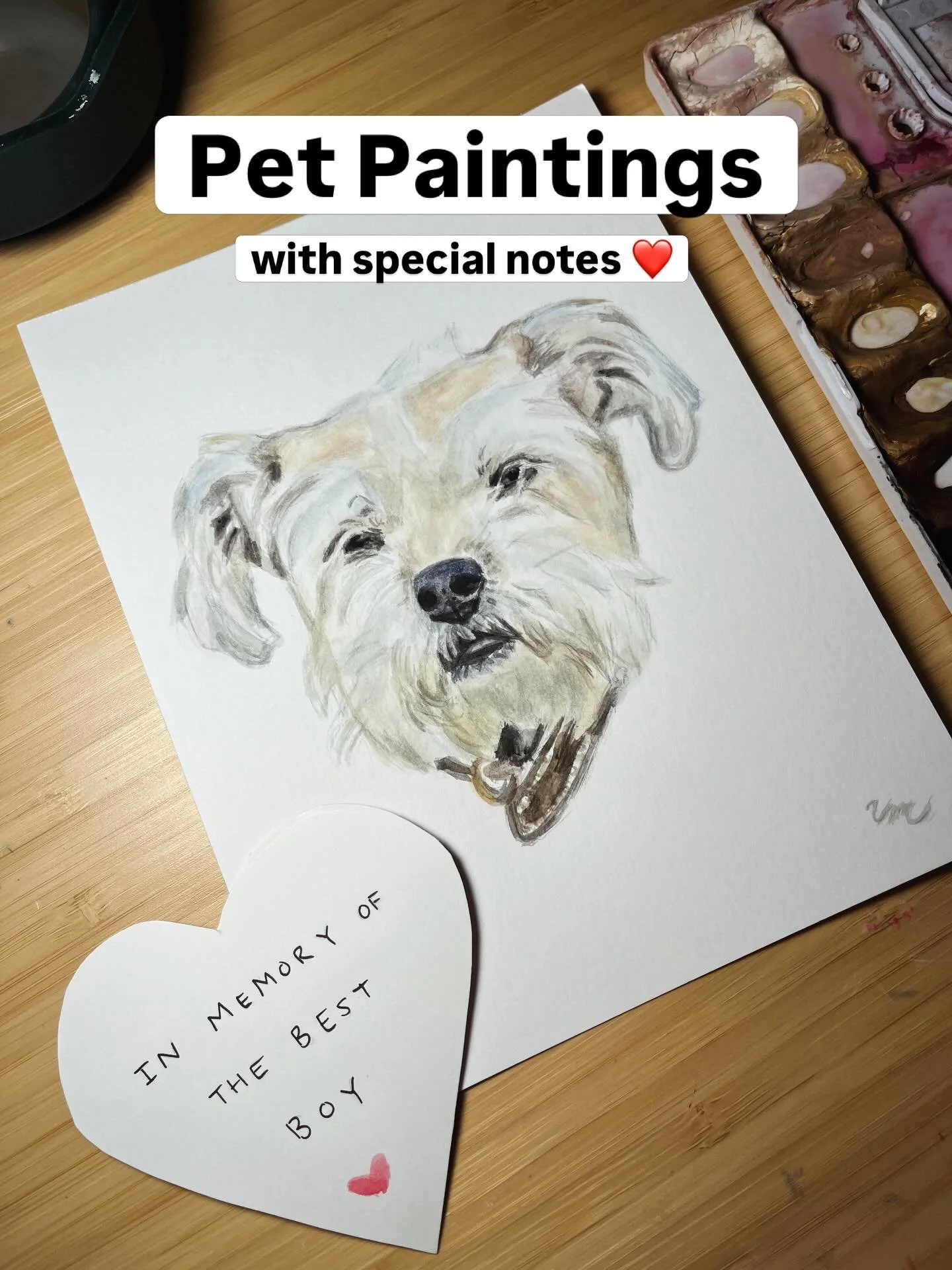 Most of my pet portraits are gifts 🎁 

I love getting to write sweet little notes on behalf of my clients to include that special touch when their friends or family receive their surprise painting! 

#austinartist #dogpainting #catpainting #petportr