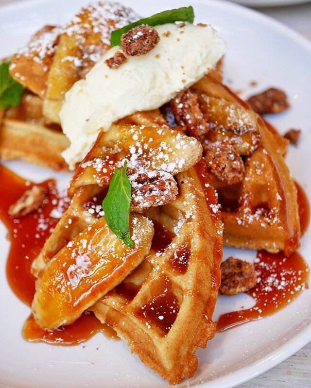 I definitely look forward to the #weekends just for #brunch ... who&rsquo;s with me 🙋🏼&zwj;♀️ @forthrightcafe has opened their doors again and are serving up brunch  Saturday and Sunday 🙌🏻 Bananas Foster Buttermilk #Waffles are definitely a must 