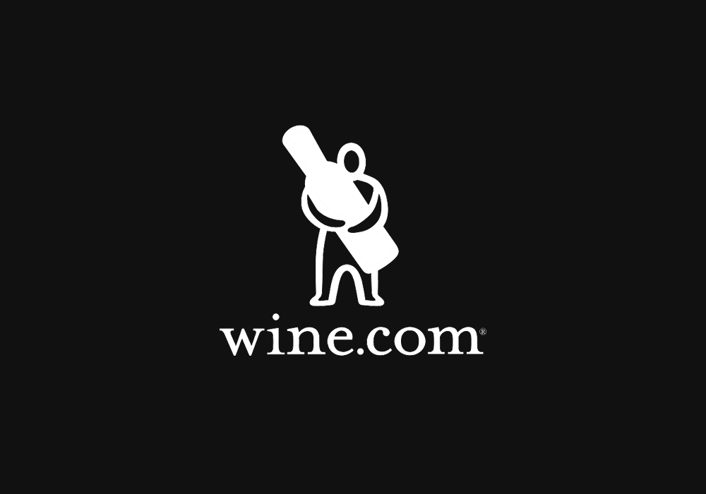 Wine.com white logo on black