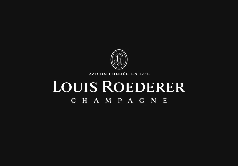 Louis Roederer Champagne white logo on black