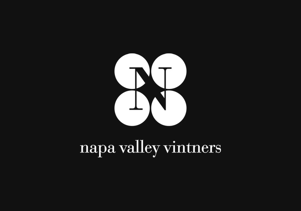 Napa Valley Vintners white logo on black