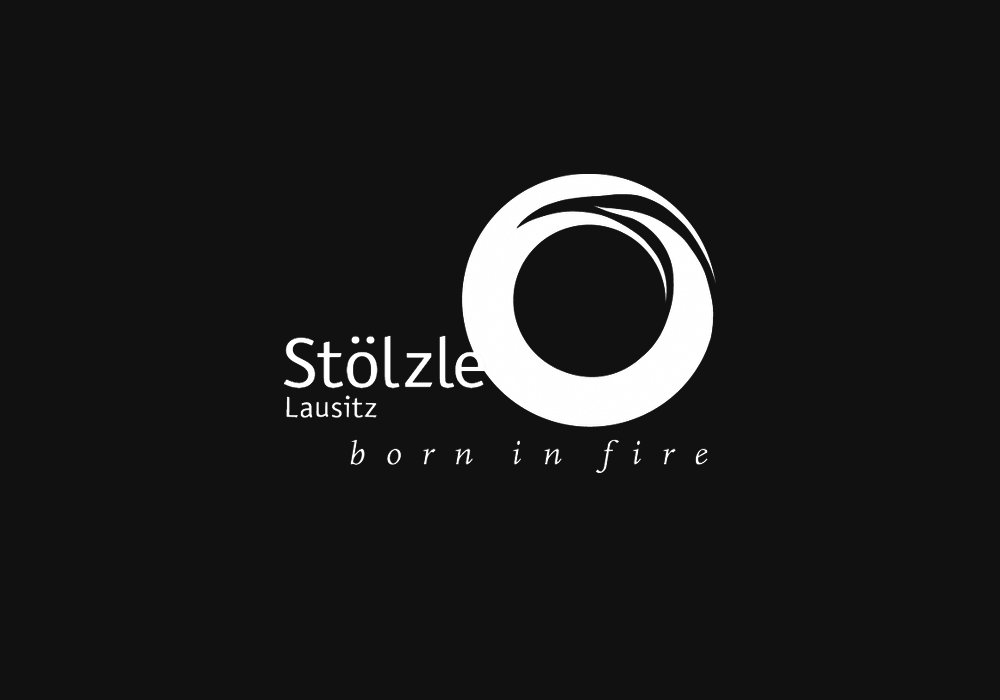 Stolzle Lausitz white logo on black