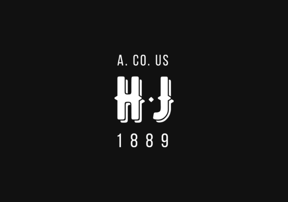 HJ white logo on black