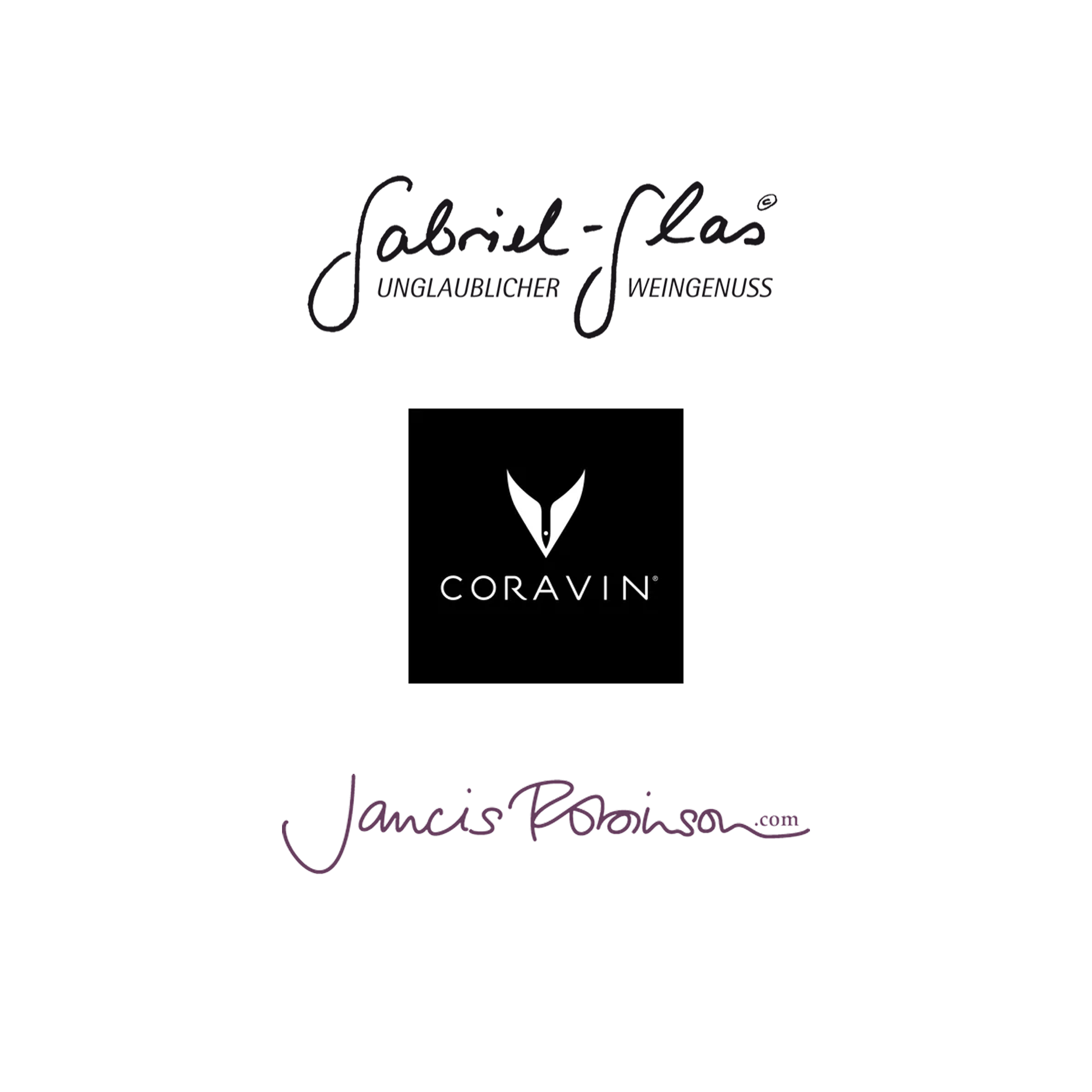 Coravin, Jancis Robinson and Stolzle Revolution logos