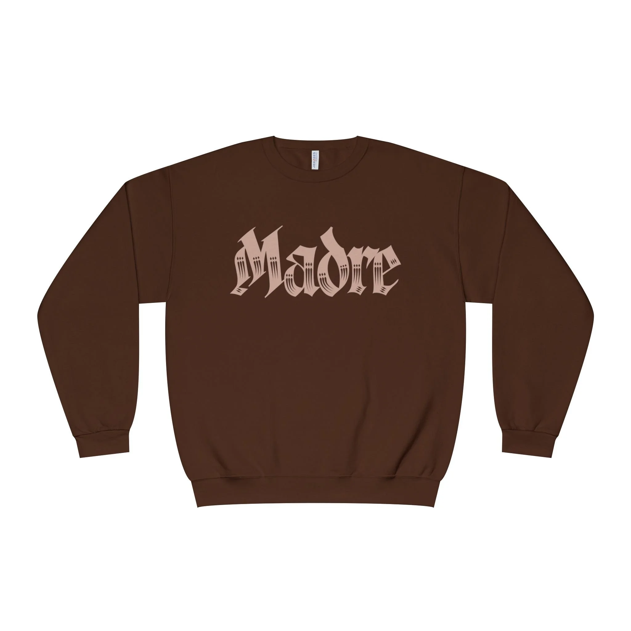 MADRE brown crewneck sweatshirt by 5IN5O with original Gothic-style lettering