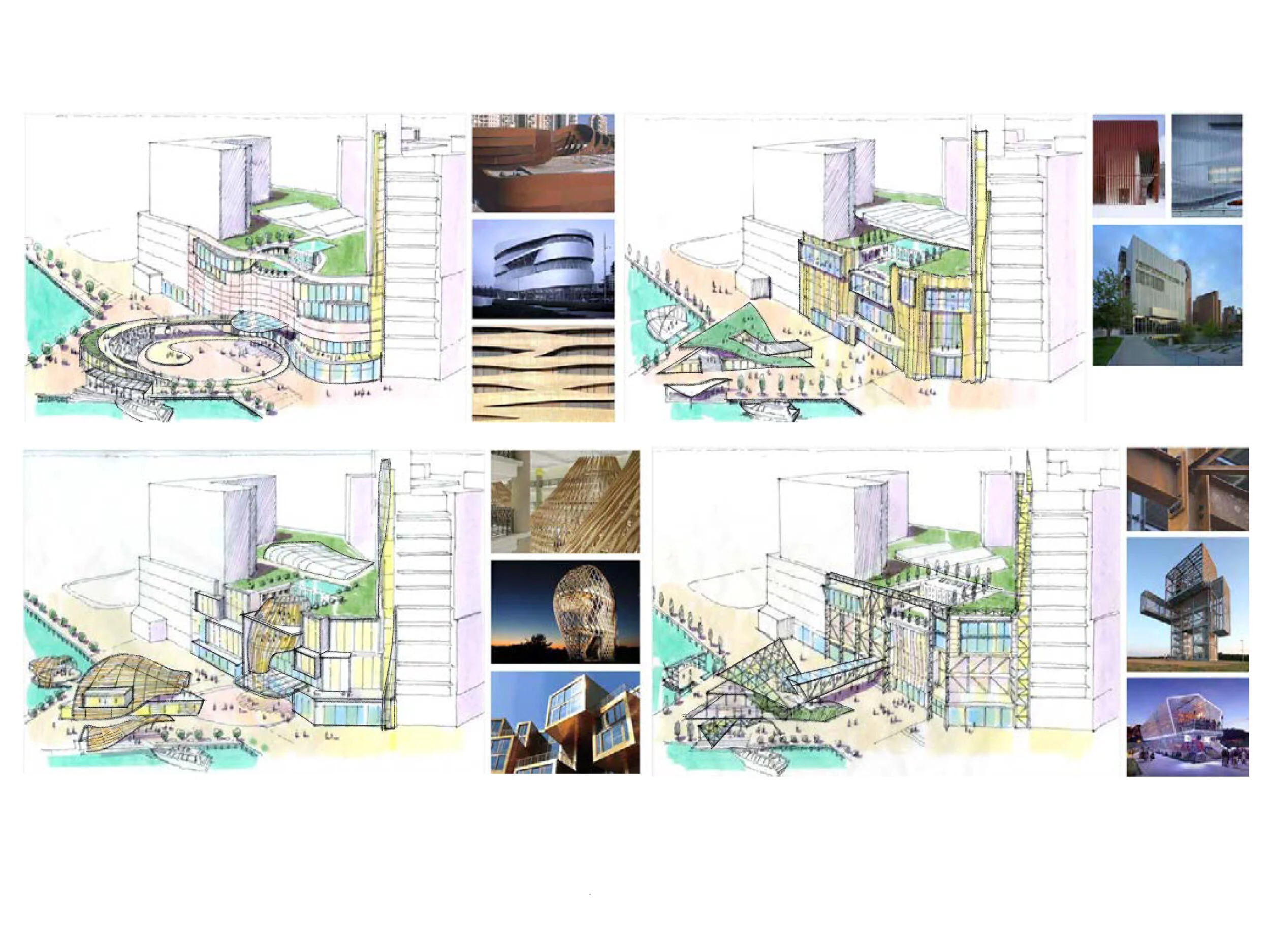 For a waterfront Entertainment destination, I created 4 different architectural styles.