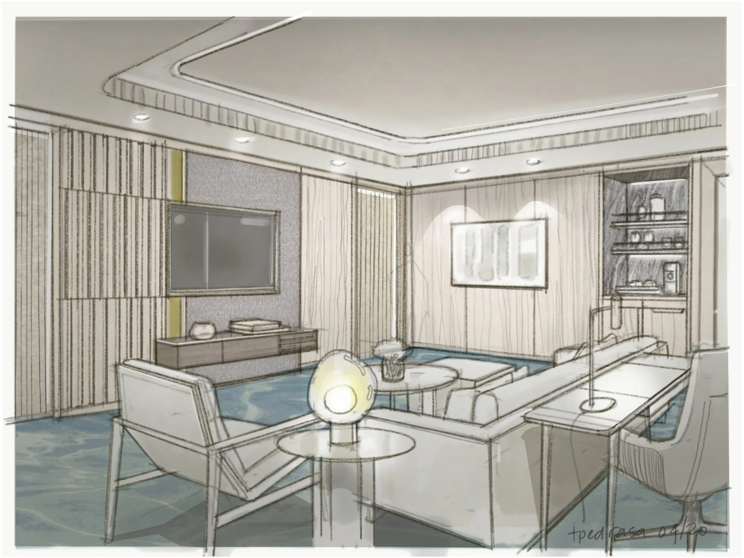Hotel suite study for a hotel in China.