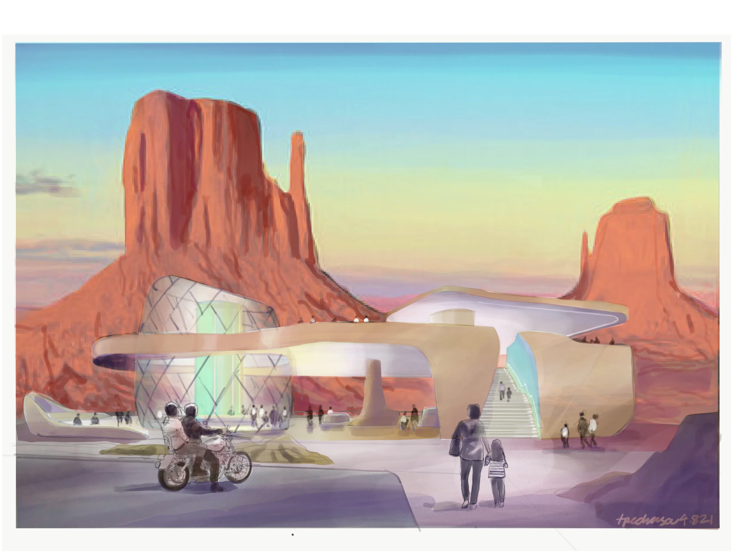 Blending and integrating within an environment…a concept rendering of a visitors center.
