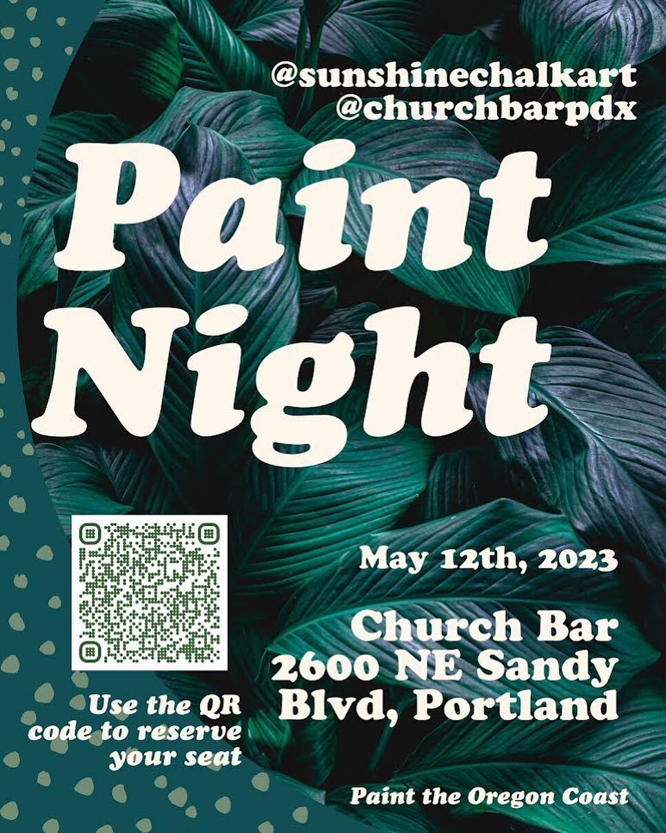 Join is for another paint night at Church Bar! Get out and enjoy the sunshine this week. There will be drinks, food, great company, and paint! 

Can&rsquo;t wait to see you all there 🌲☀️

#portland #portlandpaintnight #portlandevents #pdxthingstodo 