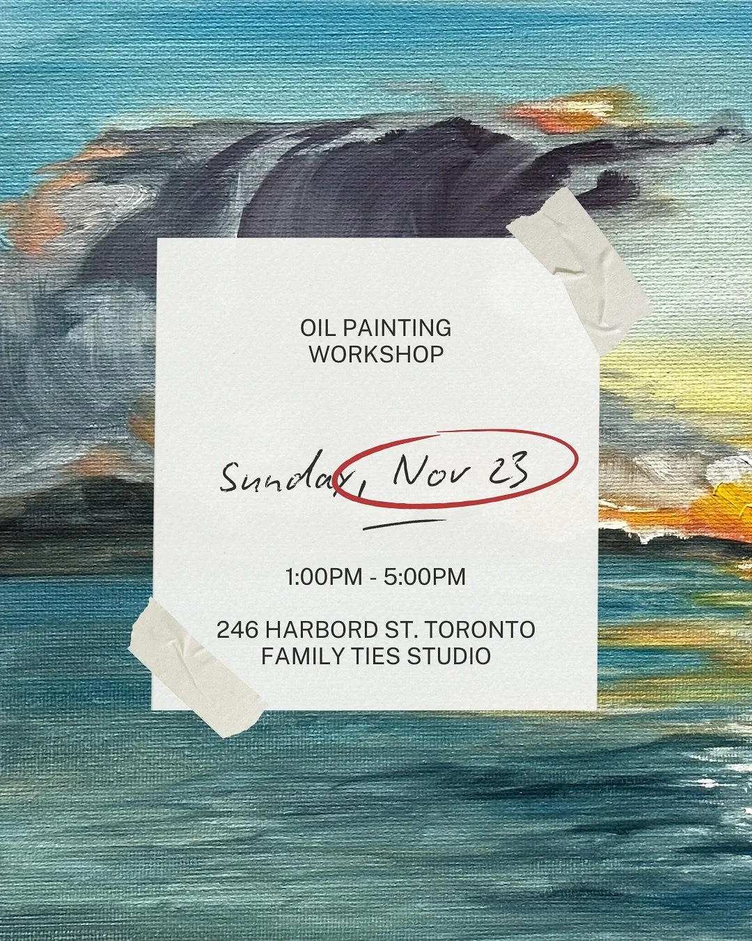 Excited to announce the third oil painting workshop is officially SOLD OUT! 🥰 

Thank you so much for your support, I&rsquo;m looking forward to seeing you there. Everyone who didn&rsquo;t get a chance to get a ticket for this workshop, I will be ho