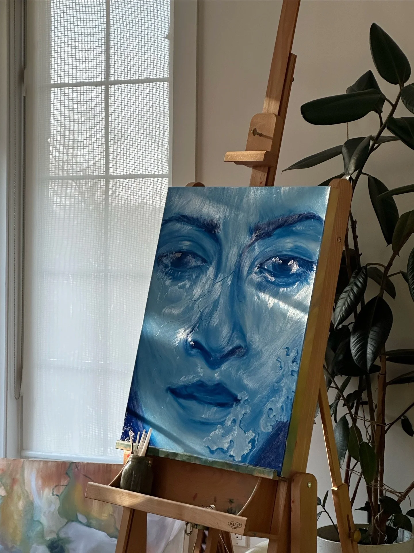 It&rsquo;s all blue from here >>>

A self portrait painting in progress, start of a larger series I&rsquo;m excited to share with you.