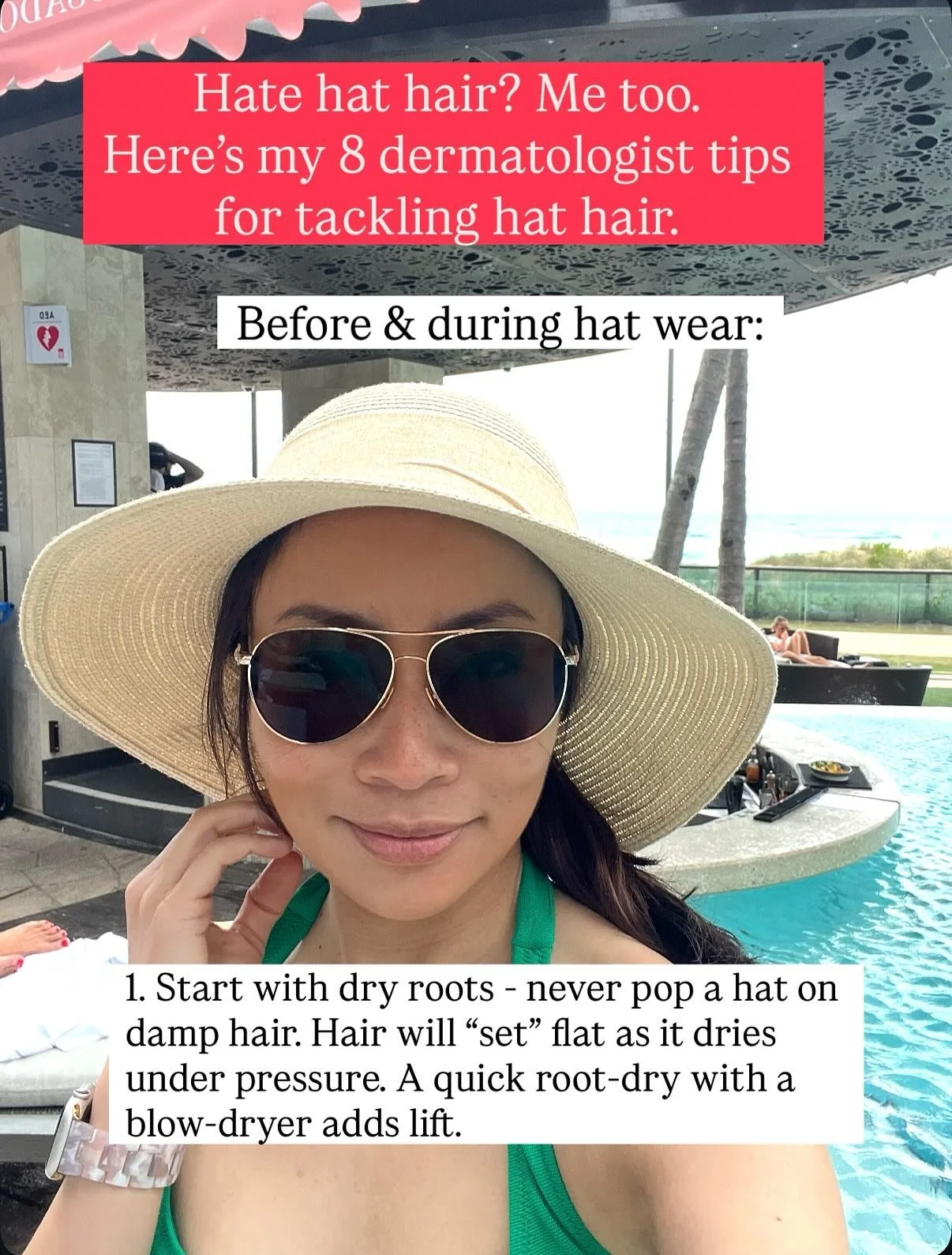 If you think I don&rsquo;t know ball, I know ball - I don&rsquo;t like hat hair either. I wear hats all the time when I&rsquo;m outdoors. My skin cancer risks are lower being Asian, but my risk of pigmentation is higher with sun exposure. No, thank y