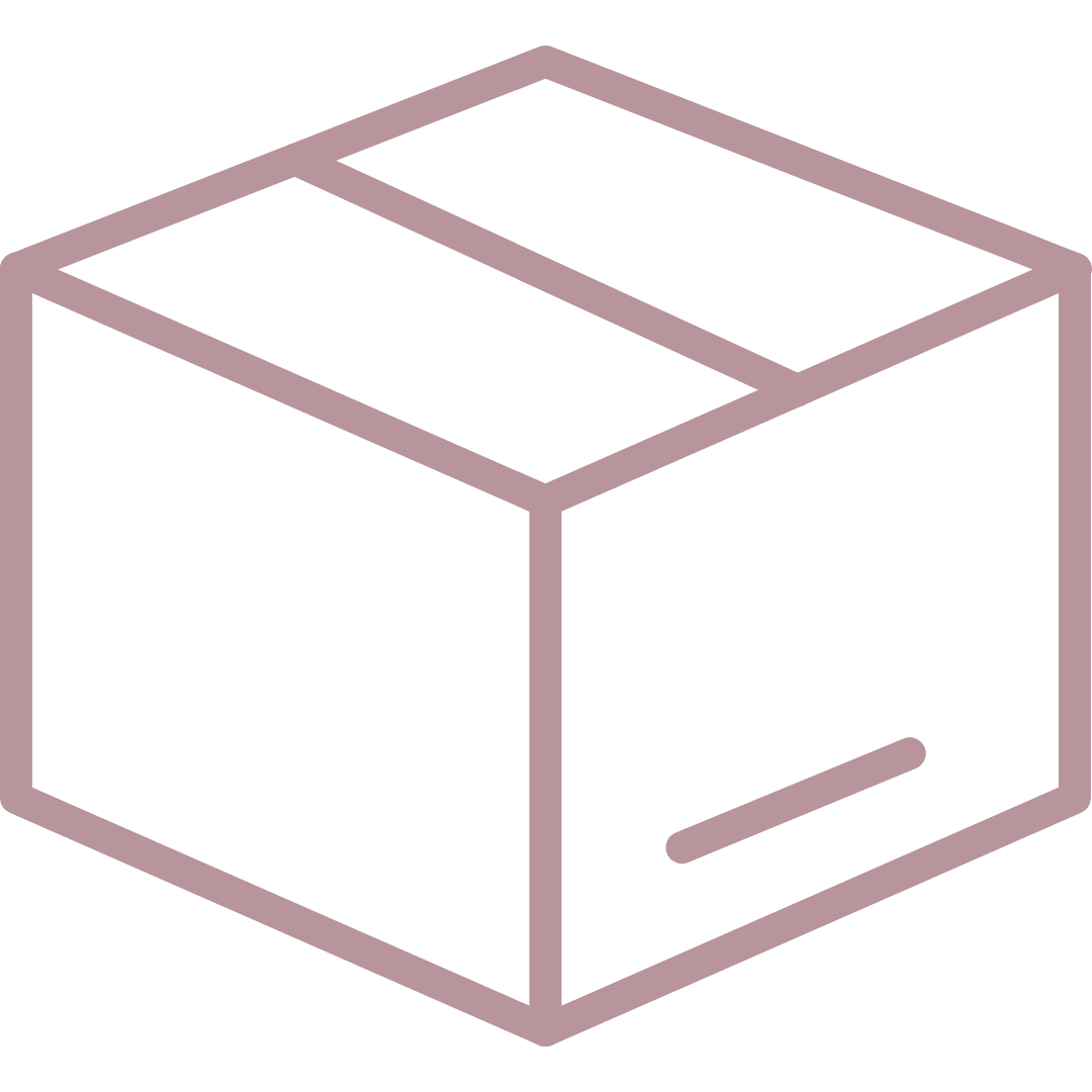 Isometric outline of a cardboard box with a slot on the front.