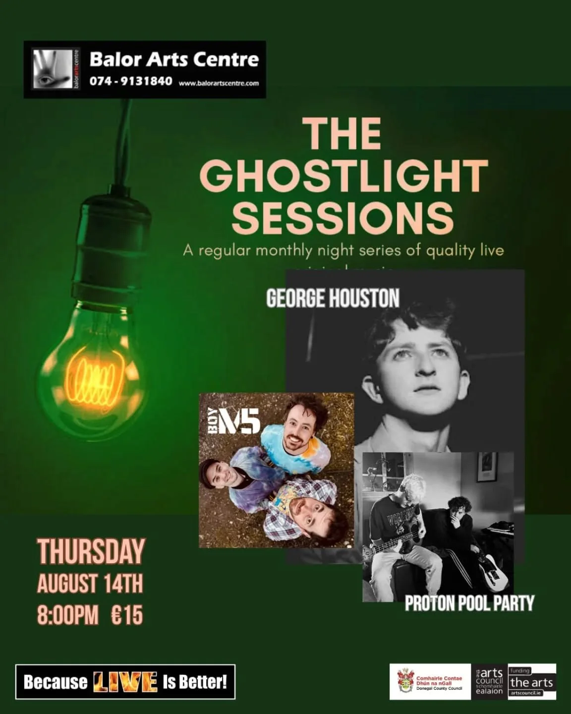 We're really excited to be returning to @balordonegal for August Ghostlight Sessions next month.

Its a stellar lineup featuring @georgehoustonarts and @protonpoolparty and we're delighted to be a part of it.

Tickets are available now from Balor Art