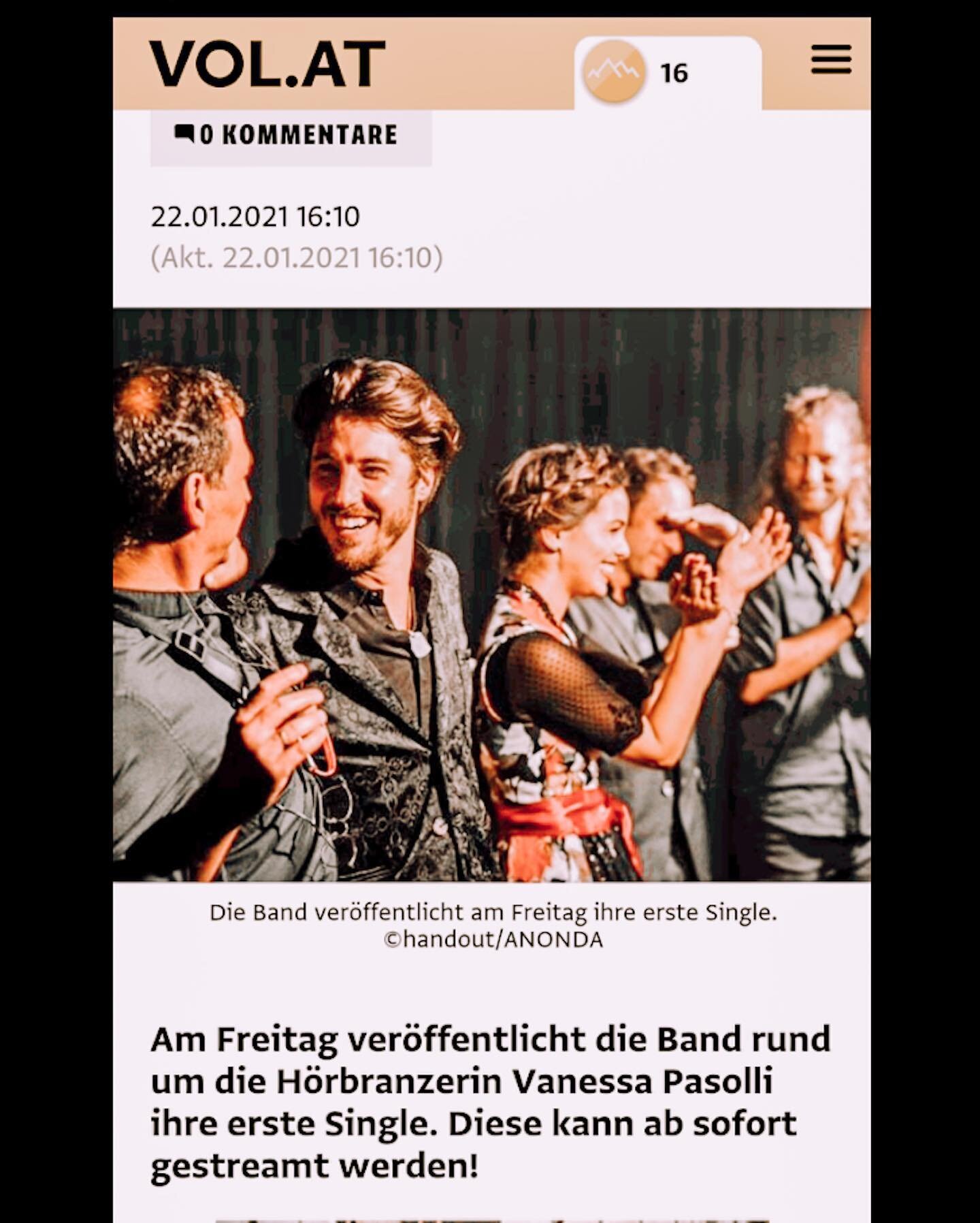 #danke @vorarlbergonline f&uuml;r den tollen Artikel bei euch! 🙏🏻😊 Es freut uns sehr, dass ihr mit uns diesen #release feiert! Wer den Song noch nicht geh&ouml;rt hat: Link in bio ☝🏻😉 #kommundtr&auml;ummituns #ANONDA #release #releaseday #band #