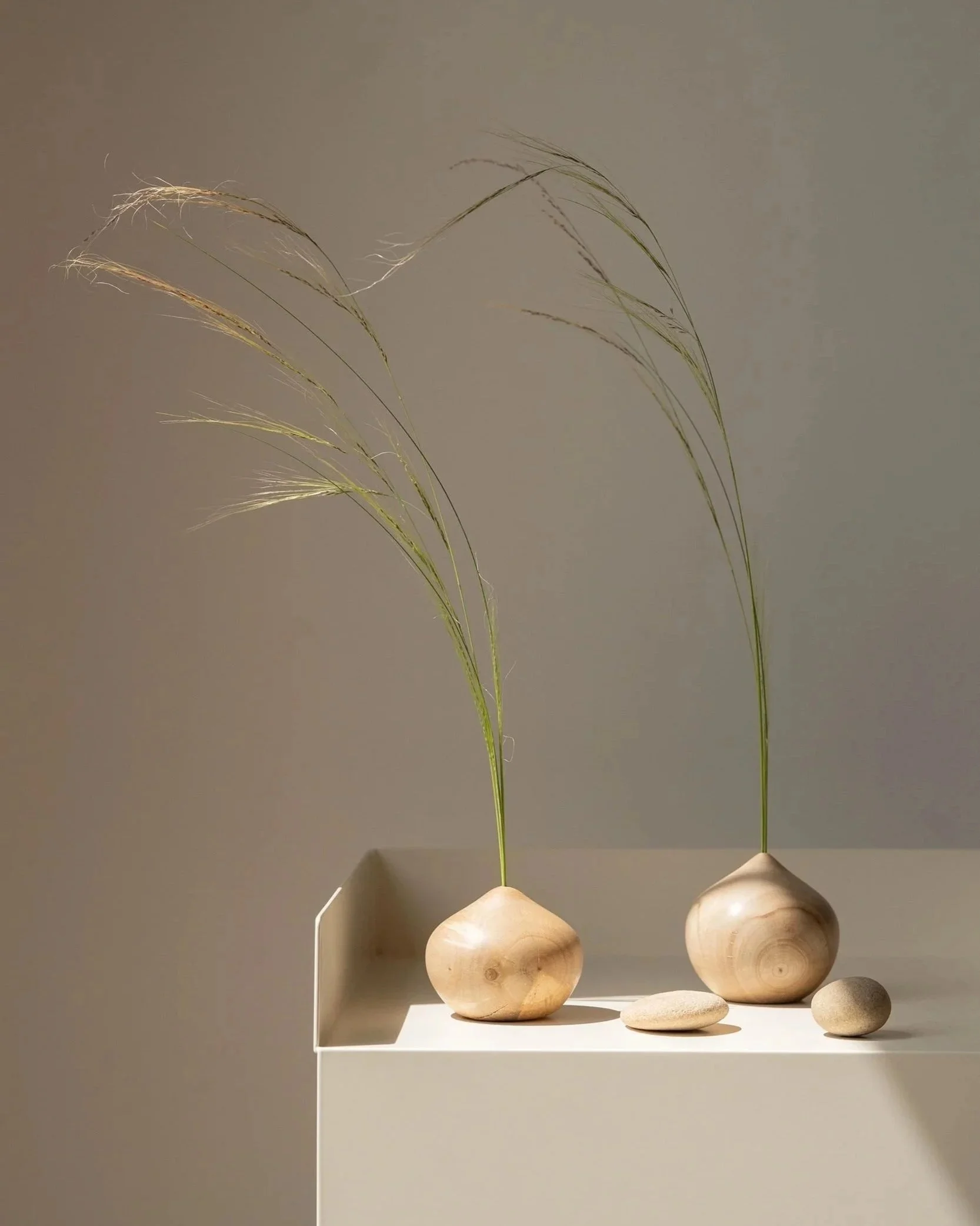 Pair of Eucalyptus bus vases