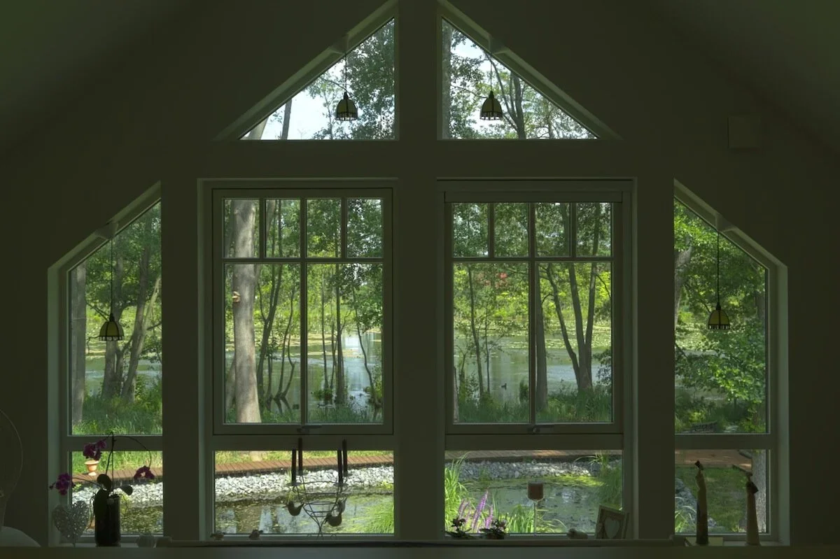 Aussicht aus dem Schlafzimmer dieses Schwedenhauses
