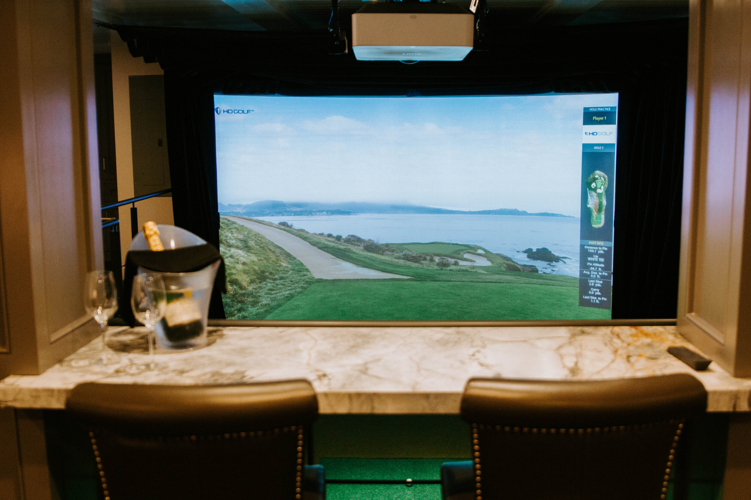 Bar Seating over Golf Simulator