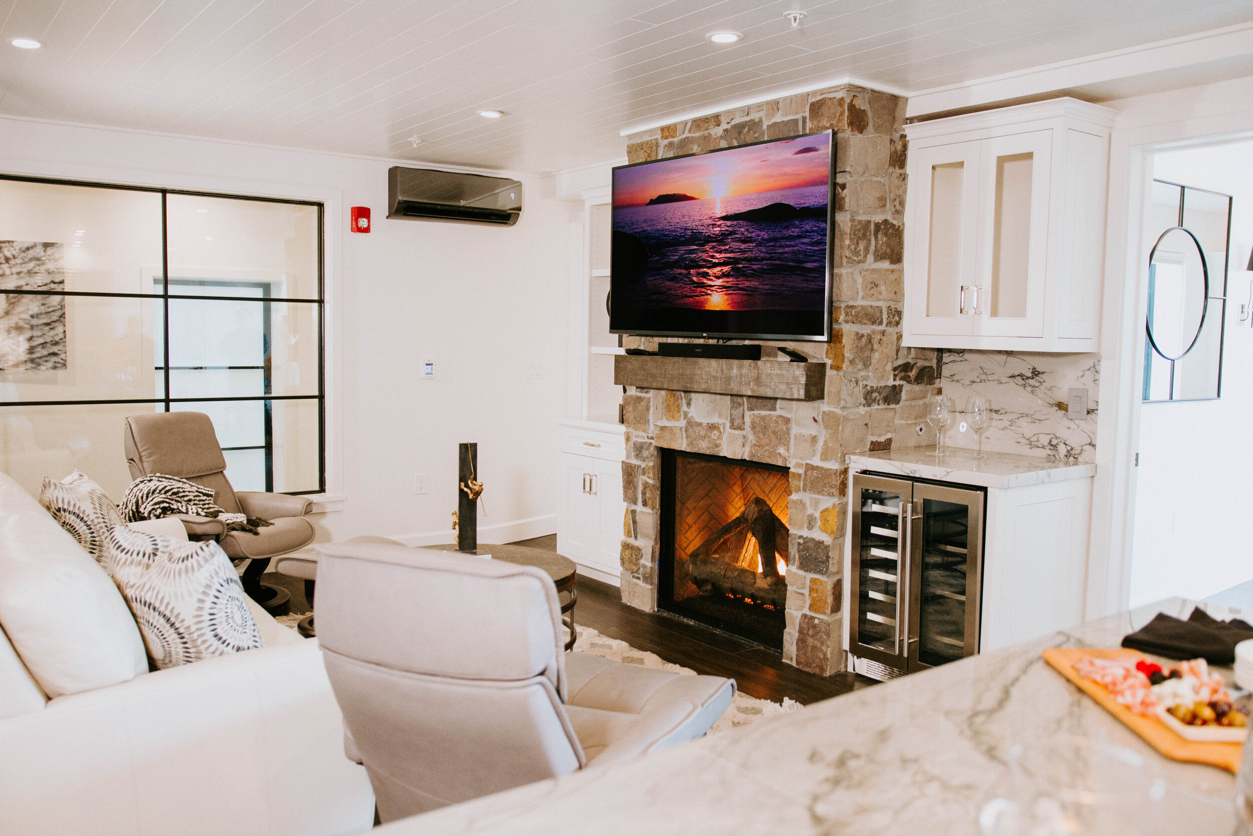 Flatscreen over Fireplace in Living Room