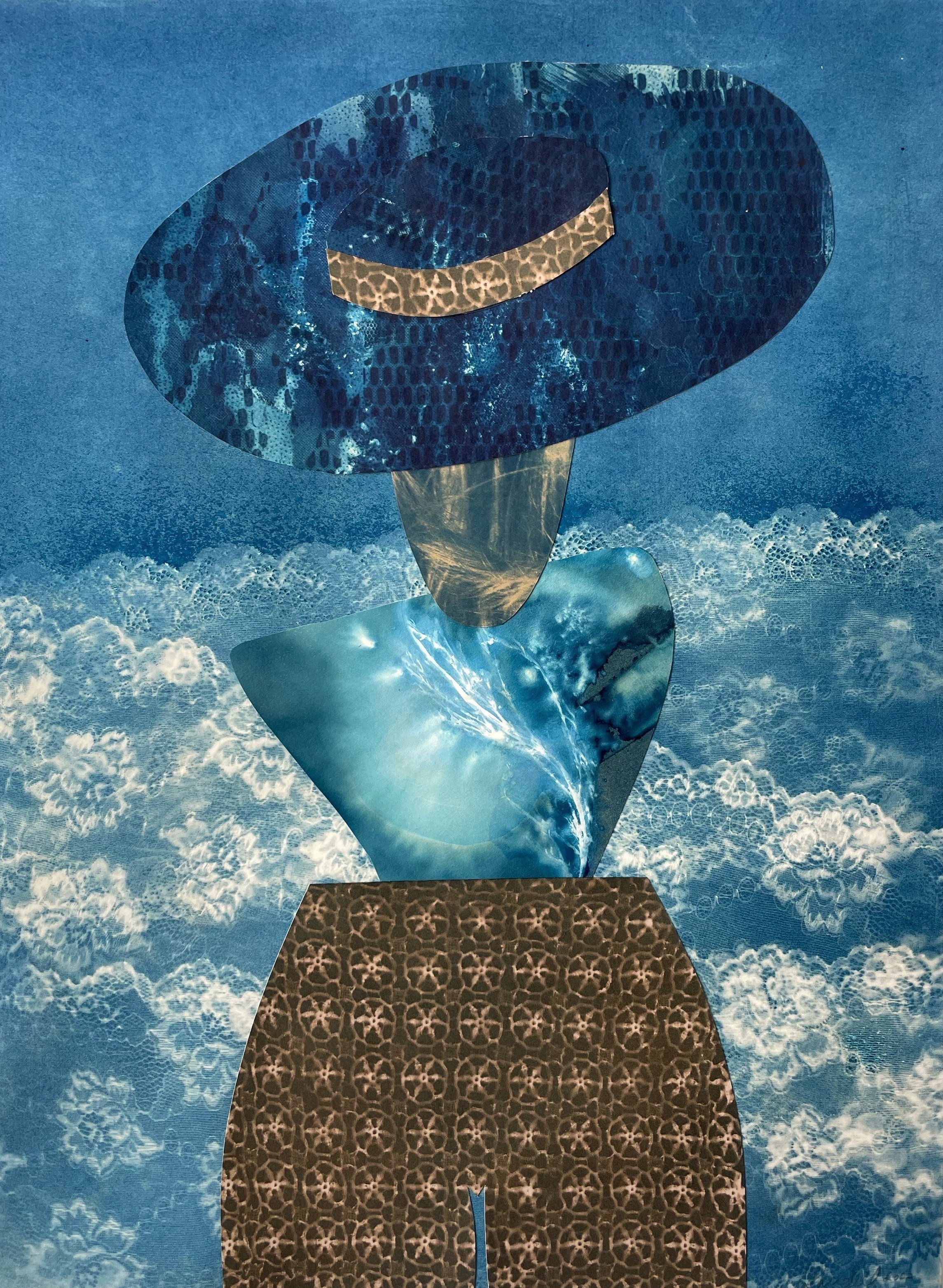 Portraits and Stills IX, 2022; cyanotype, black and tea on 18"x24" paper