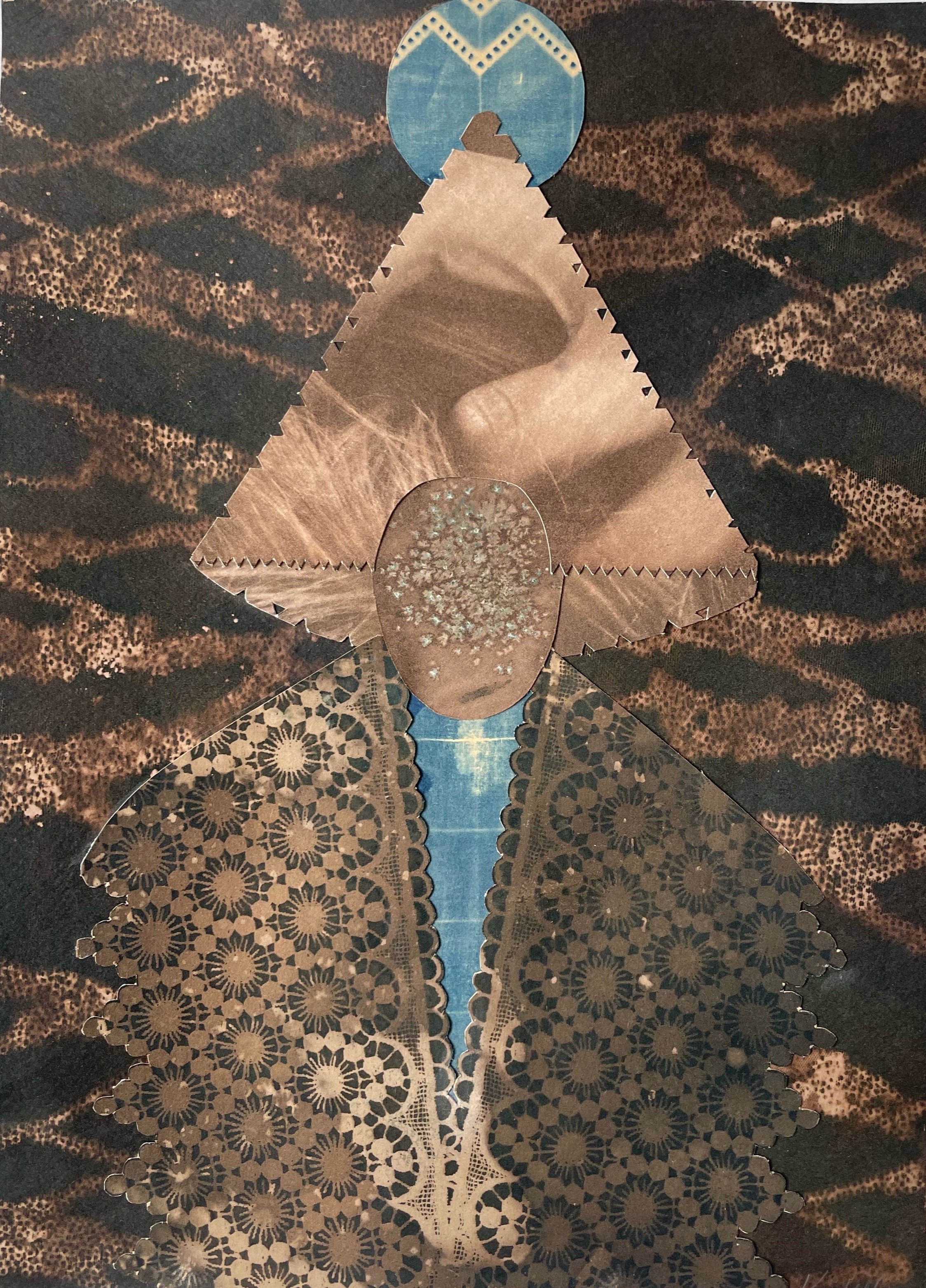 Portraits and Stills VII, 2022; cyanotype and green tea on 11"x14" paper