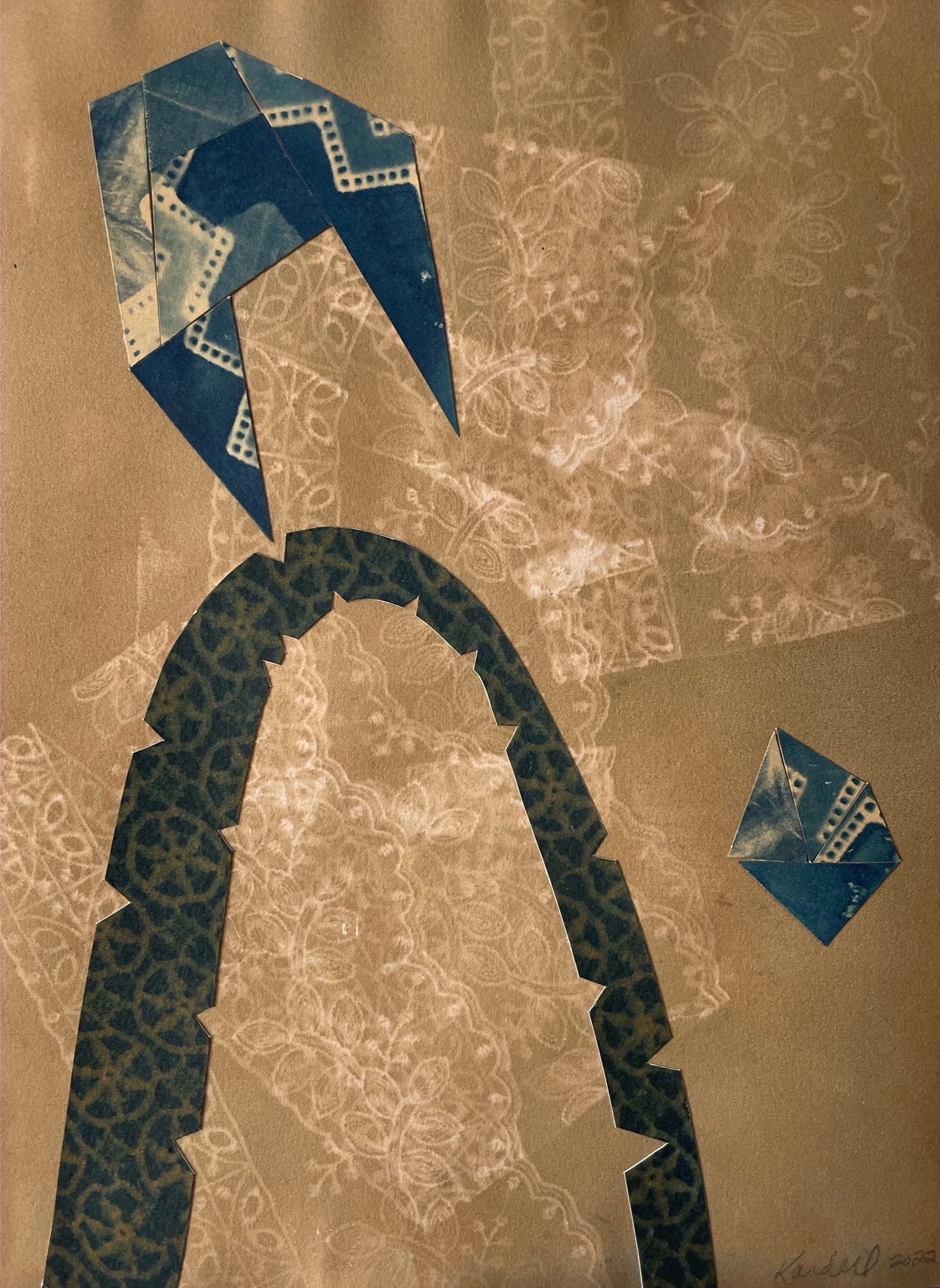 Portraits and Stills III, 2022; cyanotype, green and black tea on 8"x10" paper