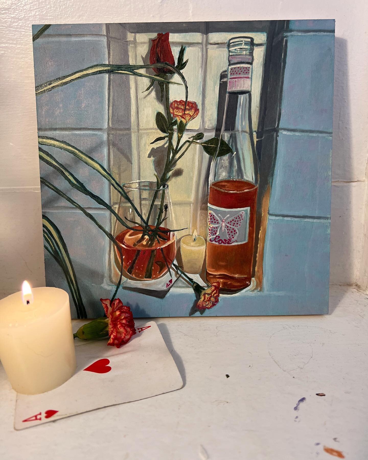 Another piece for the @artcentralslo &ldquo;Flowers and Flutterbys&rdquo; show in April 🌹oil on wood panel, swipe for reference pic!

.
.
.
.
.
.
.
.
.
#oilpainting #oilpaintings #oilartist #flowers #ros&eacute; #roses #candles