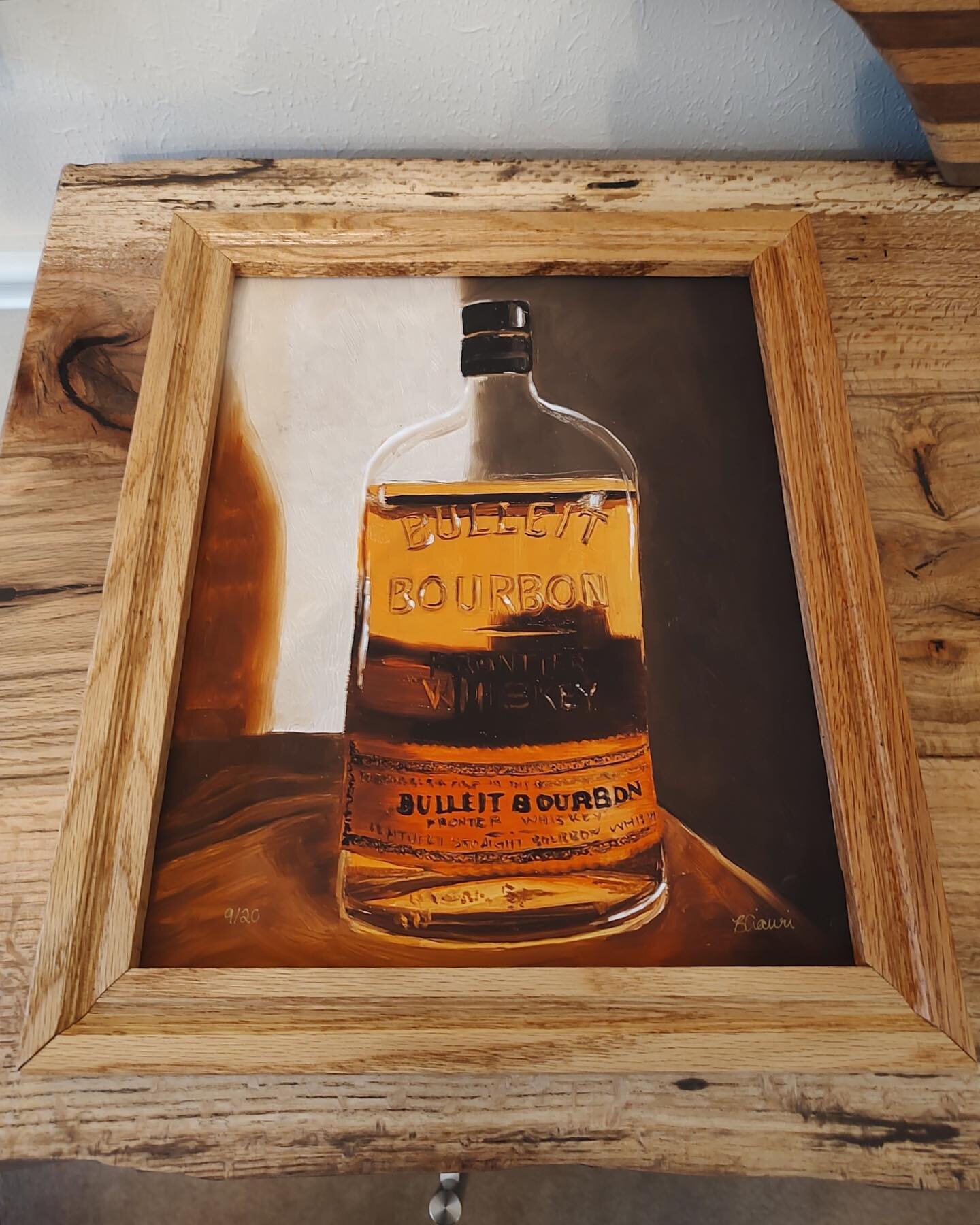 I gifted Nat &amp; Josh a CBFJ print for Christmas and @bublitzcraft hand-made a custom frame for it ! Talk about an HONOR. I love seeing where these prints end up :&rsquo;)
.
.
.
.
.
.
.
.
.
.
#bulleitbourbon #oilpainting #customframing #artistsonin