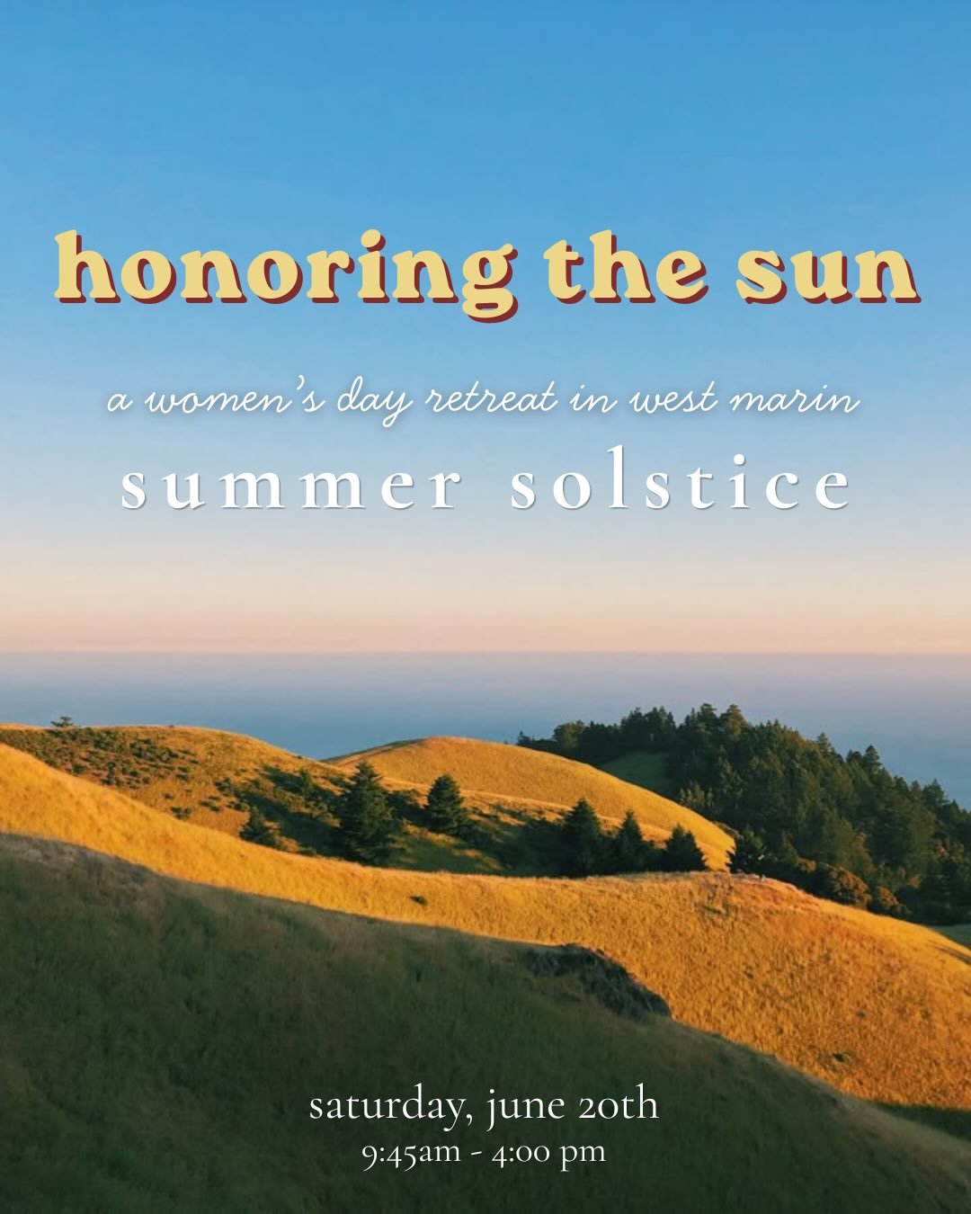 slow down on purpose this solstice 🌞

a women&rsquo;s day retreat in the Lagunitas hills - hiking, herbal medicine making, a beautiful farm to table lunch
+ swimming, sauna, sunbathing, and seasonal sun rituals

June 20th
spots are limited &amp; sli