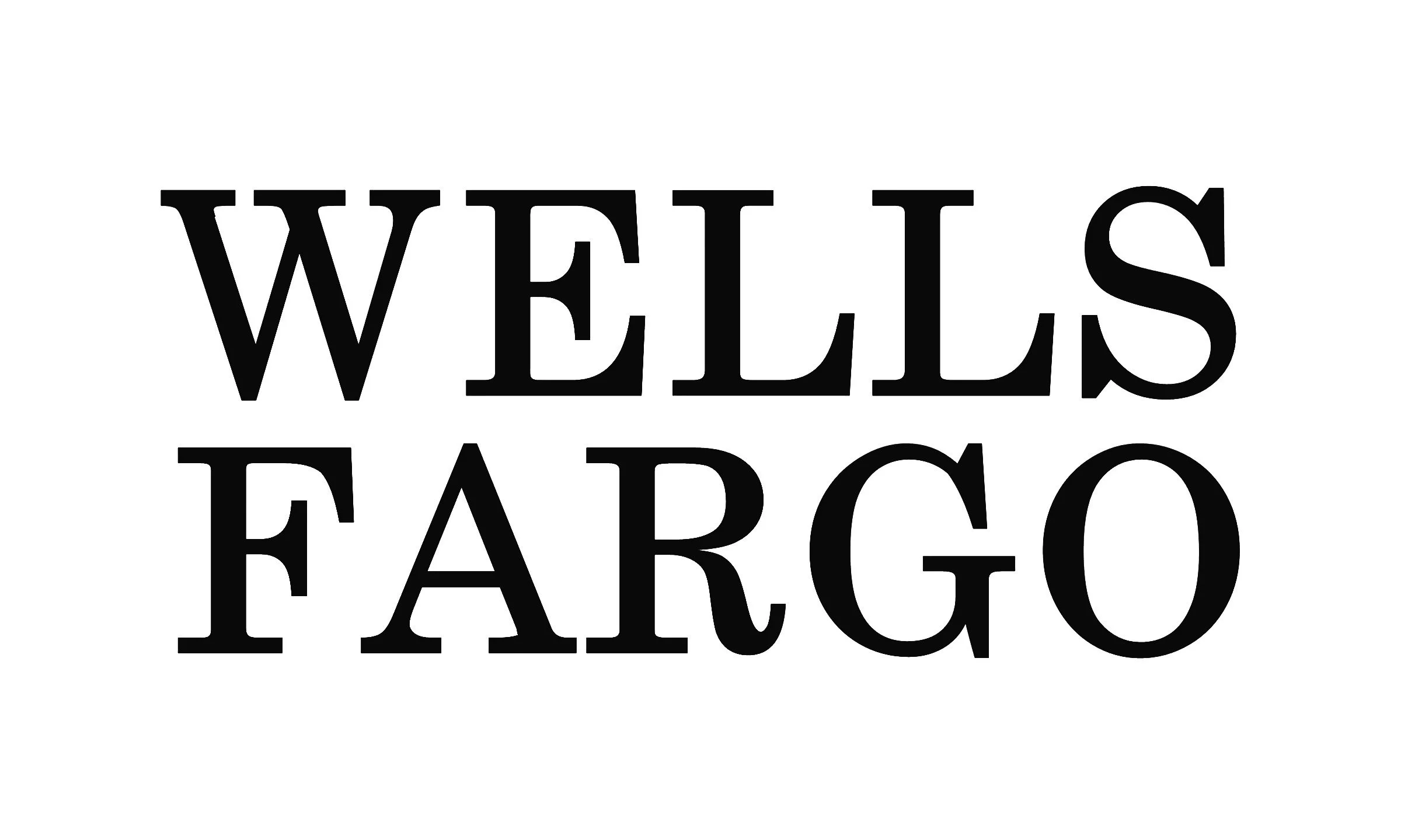 Bold black text reading "WELLS FARGO" on a white background.