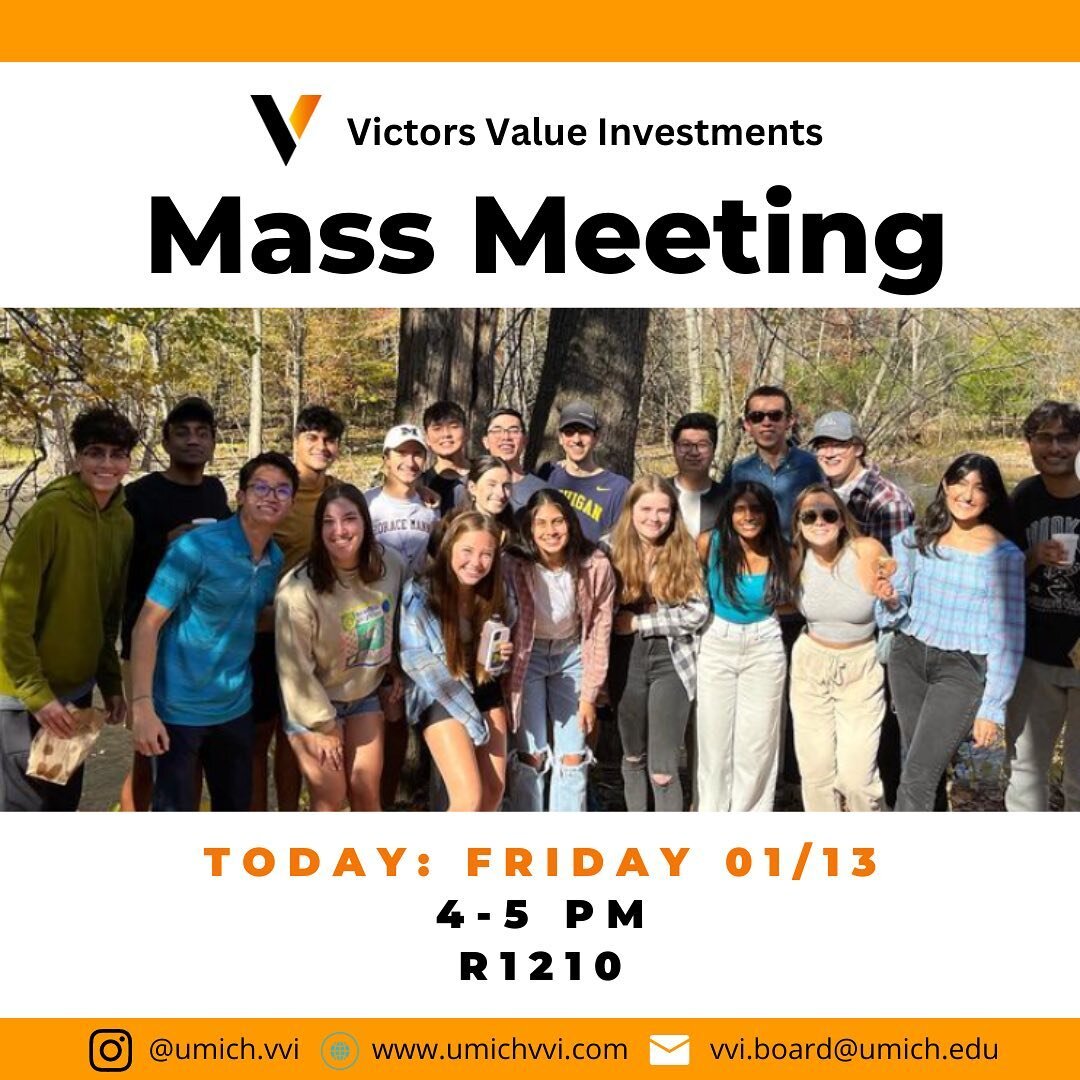 Today is our Mass Meeting from 4-5 PM in R1210! Stop by to learn more about VVI and meet our members 🧡