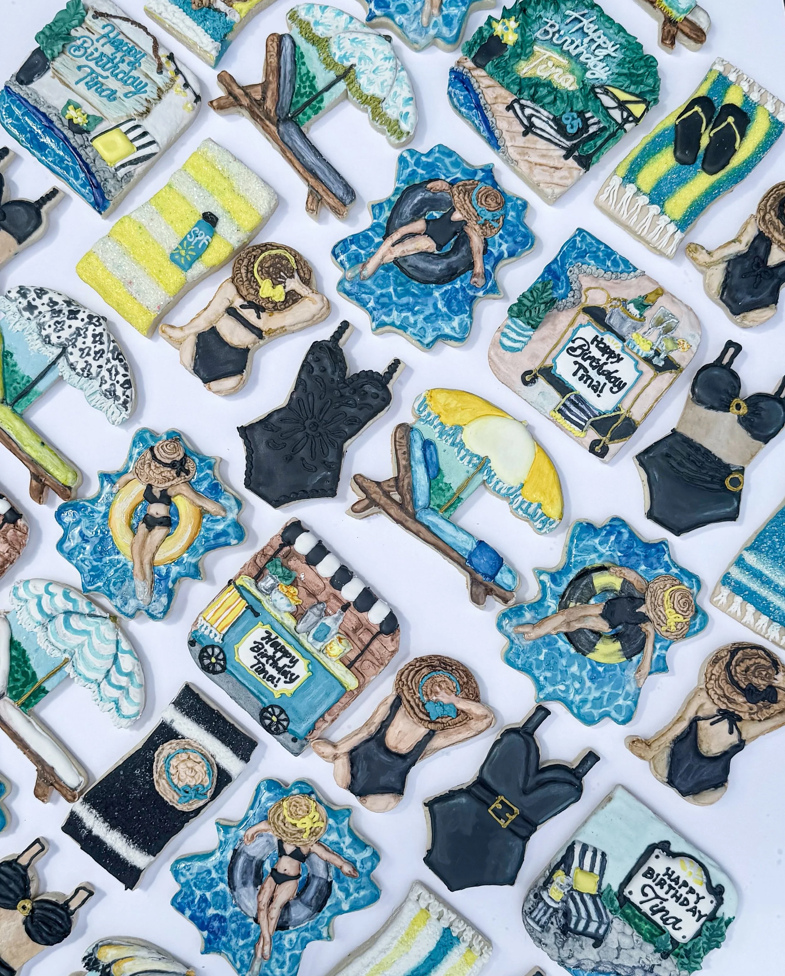 Which cookie in this painted pool party set is making the biggest splash? 💦

I have a clear favorite but curious if others will pick the same one 👀

I had way too much fun painting all of these cookies and learning how to do a water texture :) 

Ha