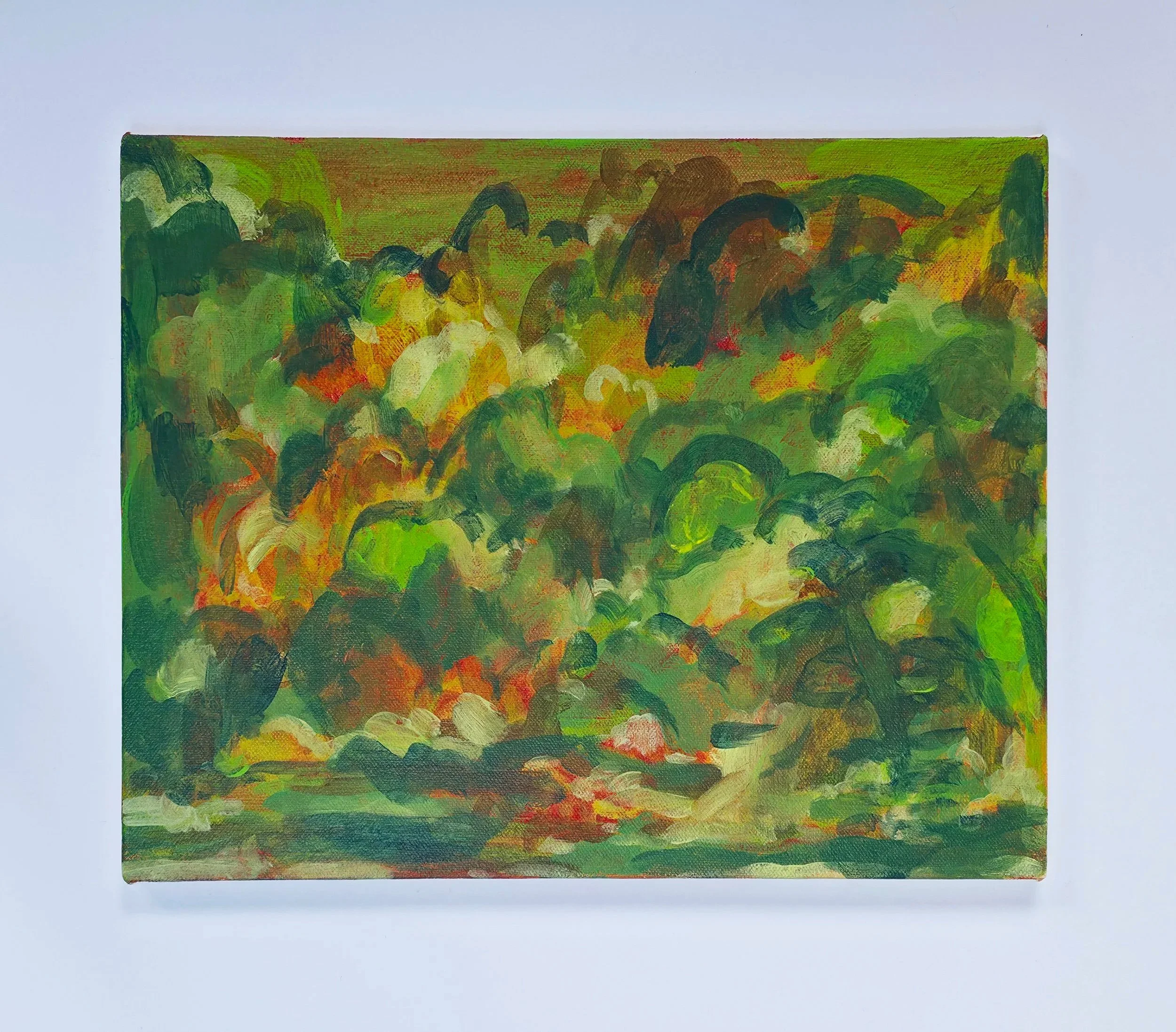 Entrance (into the deep wood), 2026, acrylic on canvas on board, 30 x 25 cm