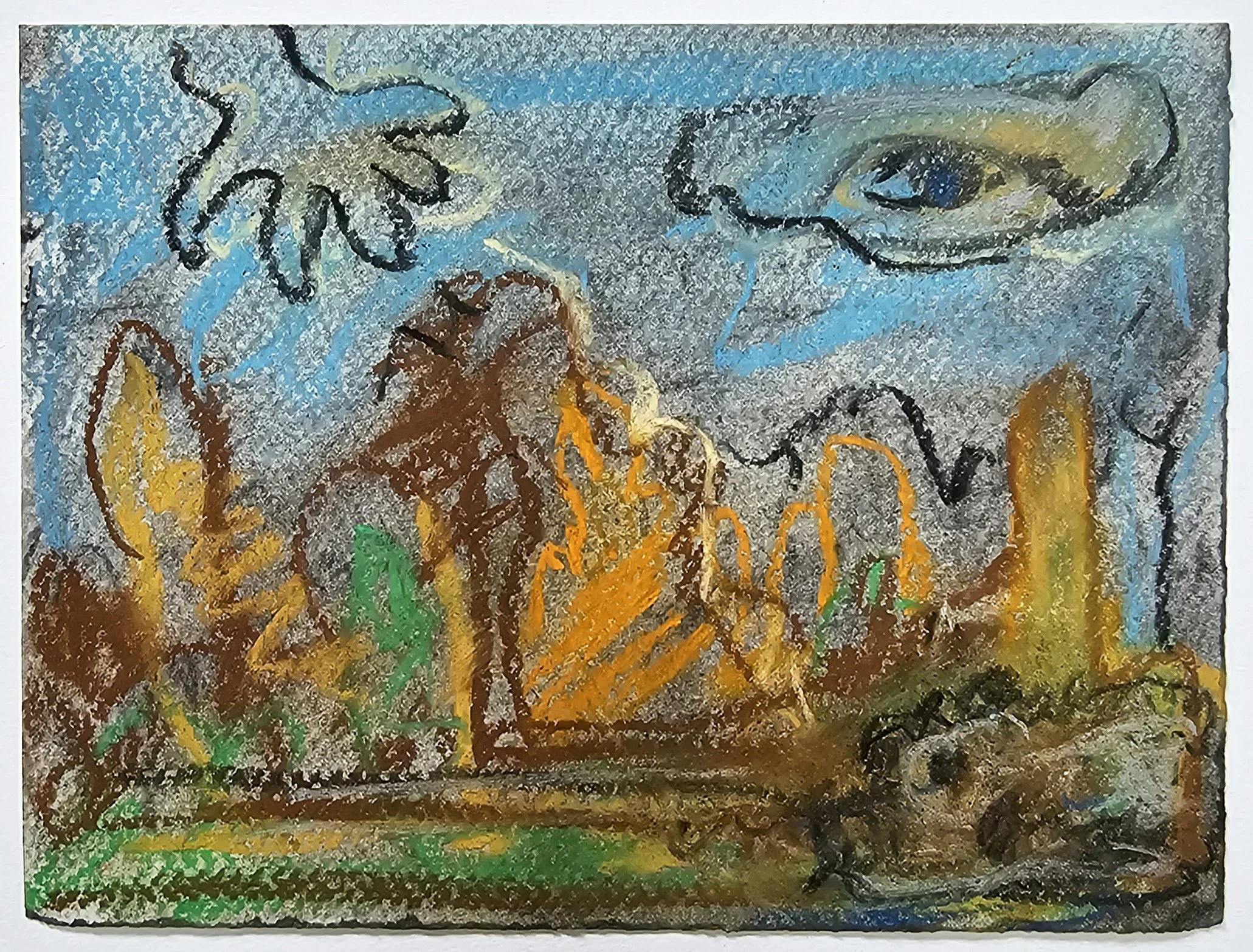 Landscape (eye), 2025, charcoal and soft pastel on paper, 19 x 14 cm