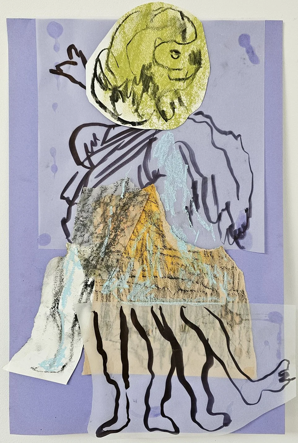 Owl Womxn, 2025, Mixed media on paper, 27 x 42 cm