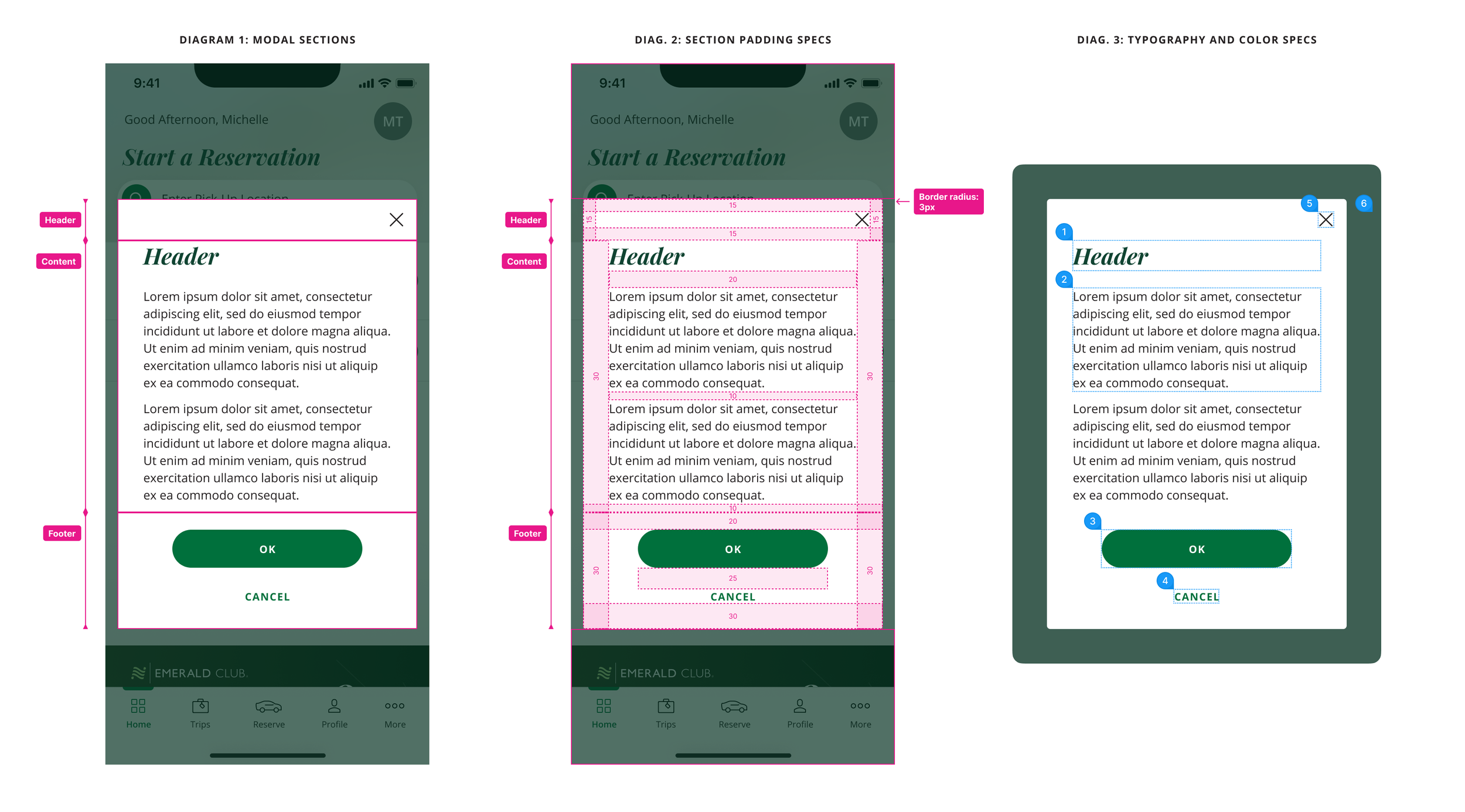National App Modal Specs