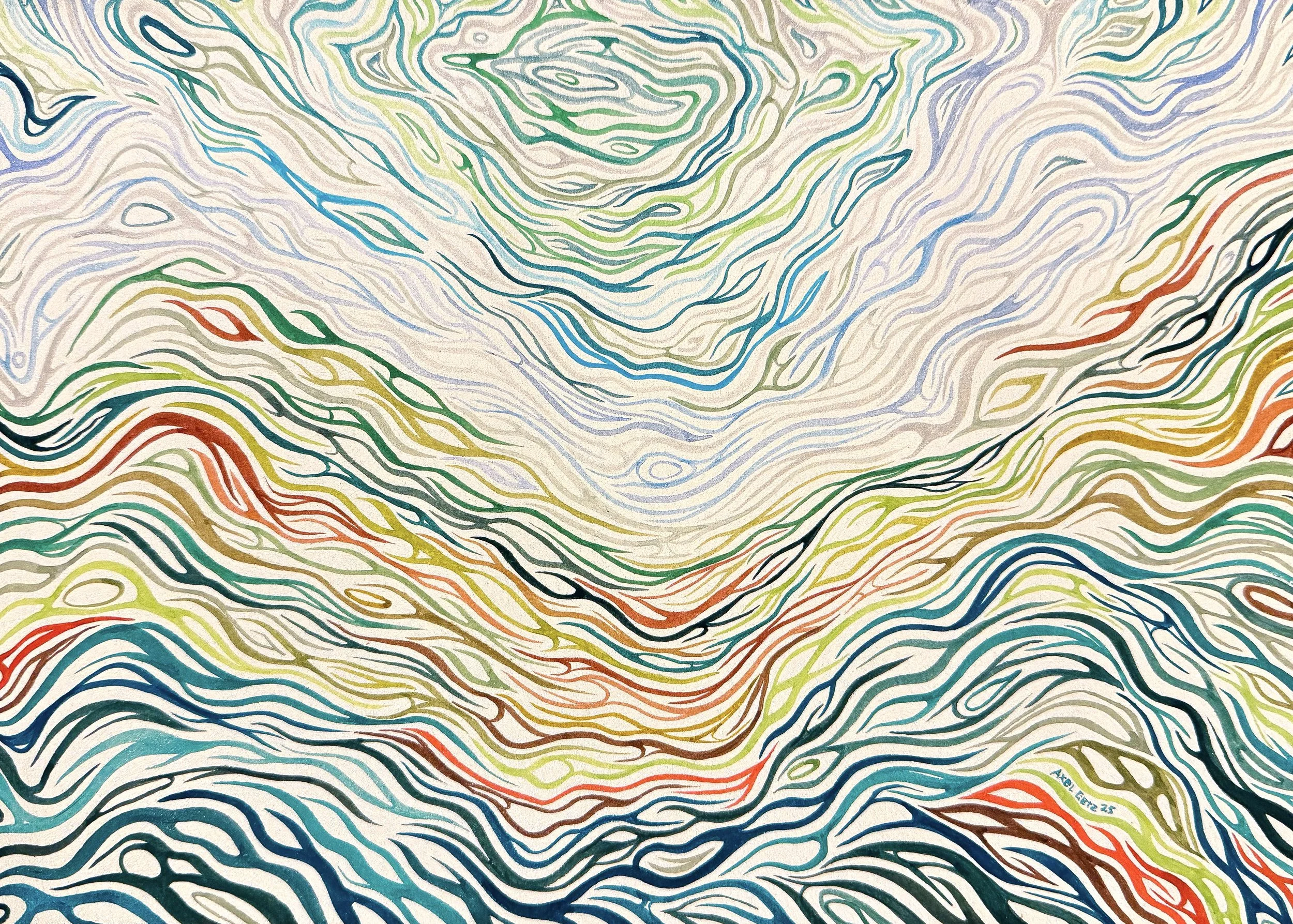 Seasons Quilt, Watercolor on paper, 12"x16" 2025