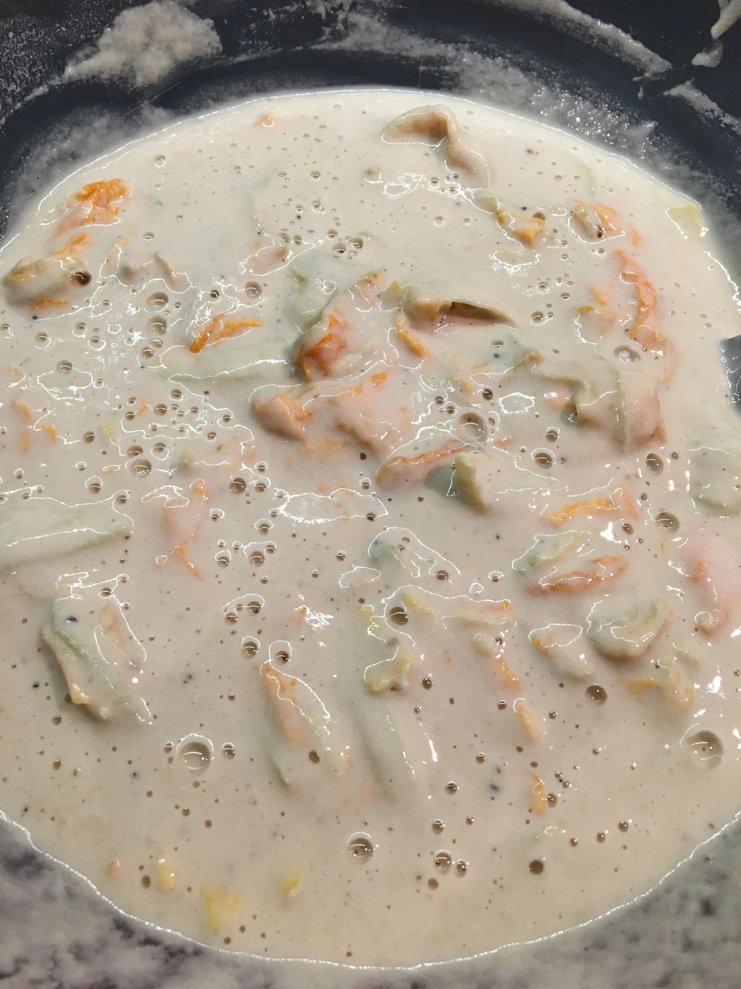 This is the beginning of the rise.  I didn’t add enough flour initially so it should actually be a lot thicker than this! Mom’s had a different consistency than mine as a result.  Both were very good but quite different.