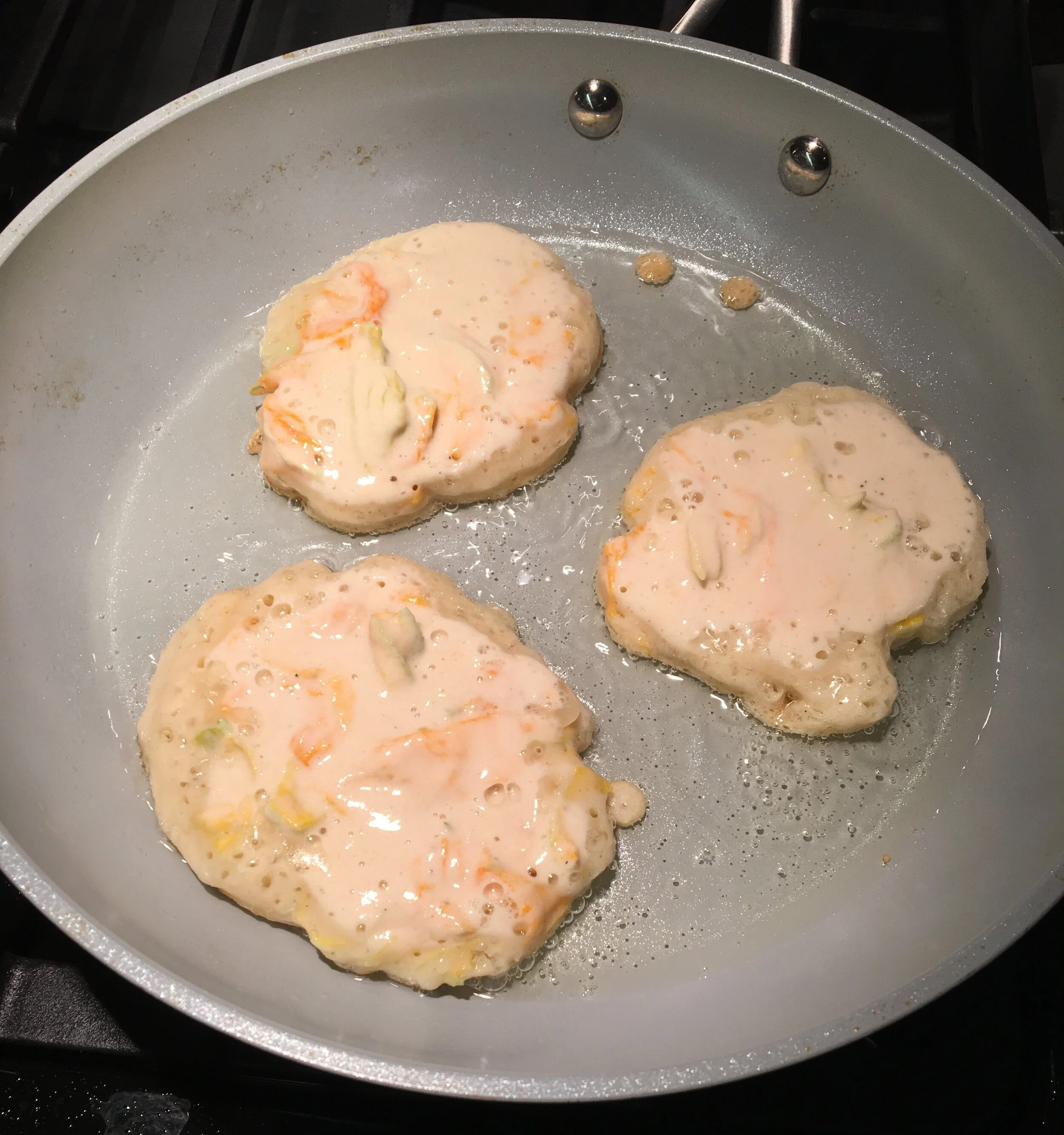 When you have an even spattering of bubbles on your fritters, it’s basically time to flip!