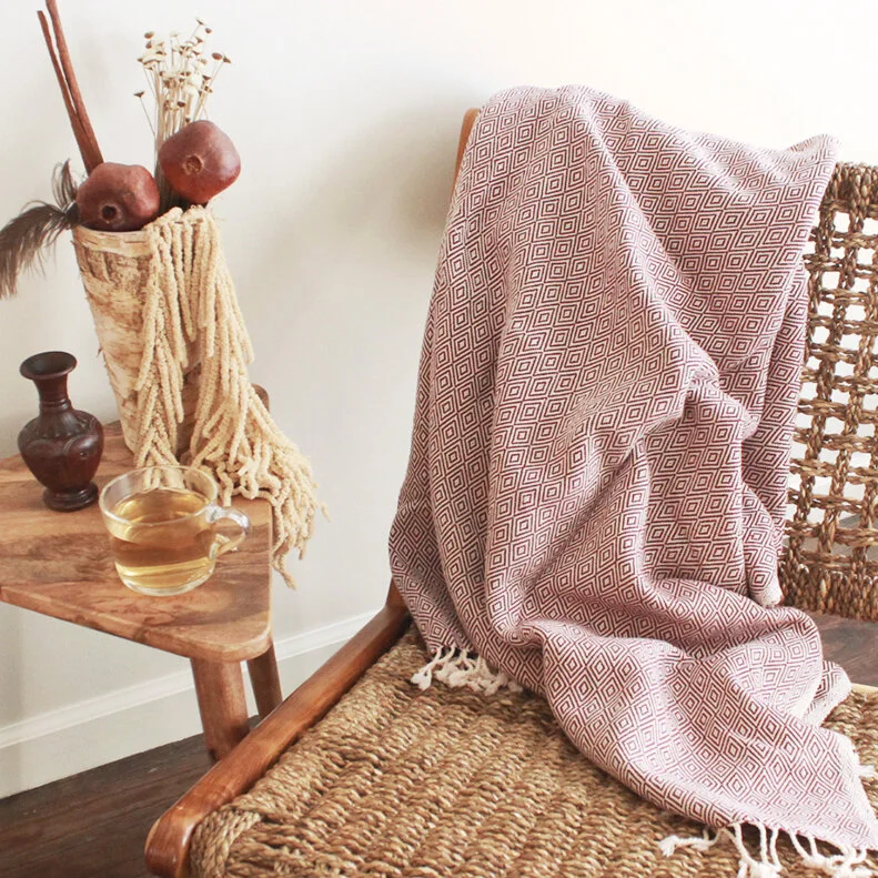 Banteay Handwoven Throw, Maroon
